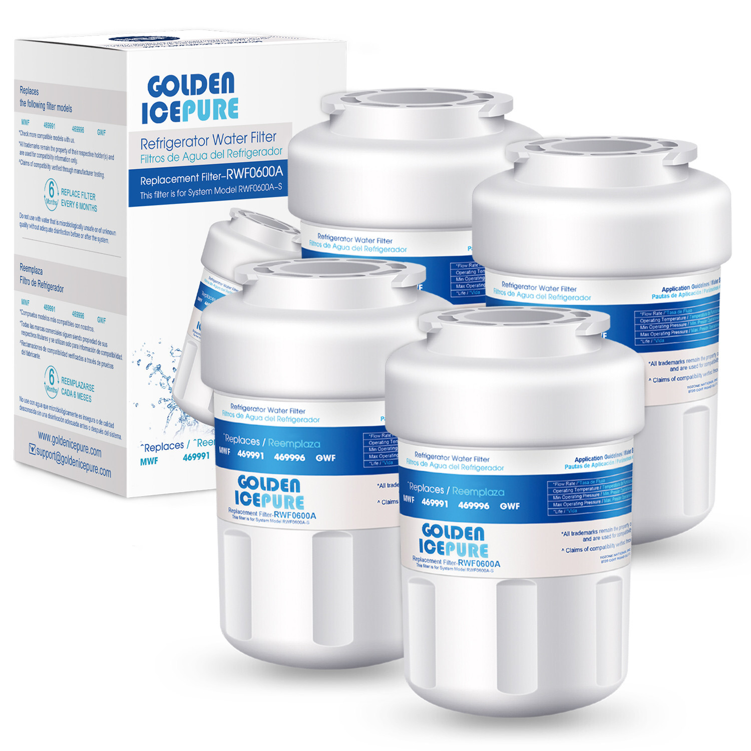 Fit For RWF1060 Glacier WF-103 GE SmartWater Crystala CF8 Water Filter 4 Pack