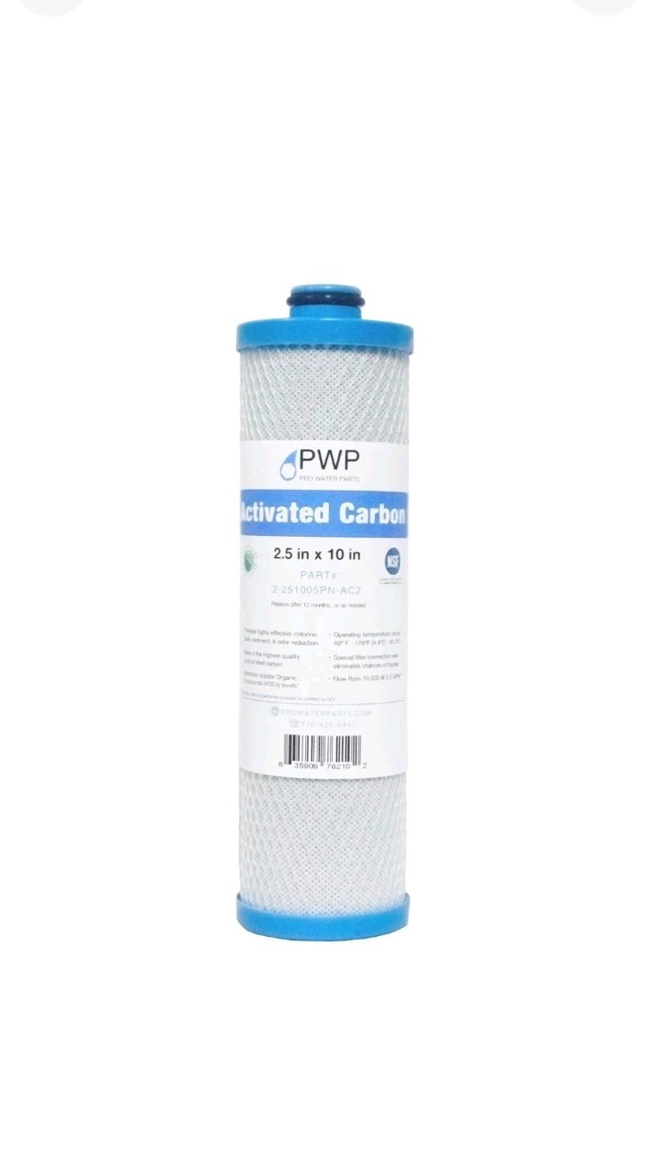 RV Water Filter Activated Carbon Block Push-Nipple Cartridge OEM 2.5 x 10″ fo…