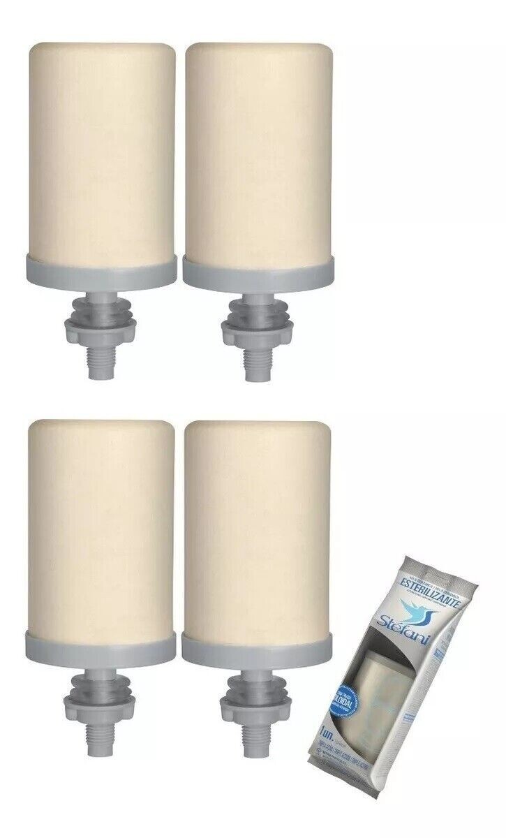 Stefani Ceramica Candle Water Triple Action Clay Filter Kit 4 Units