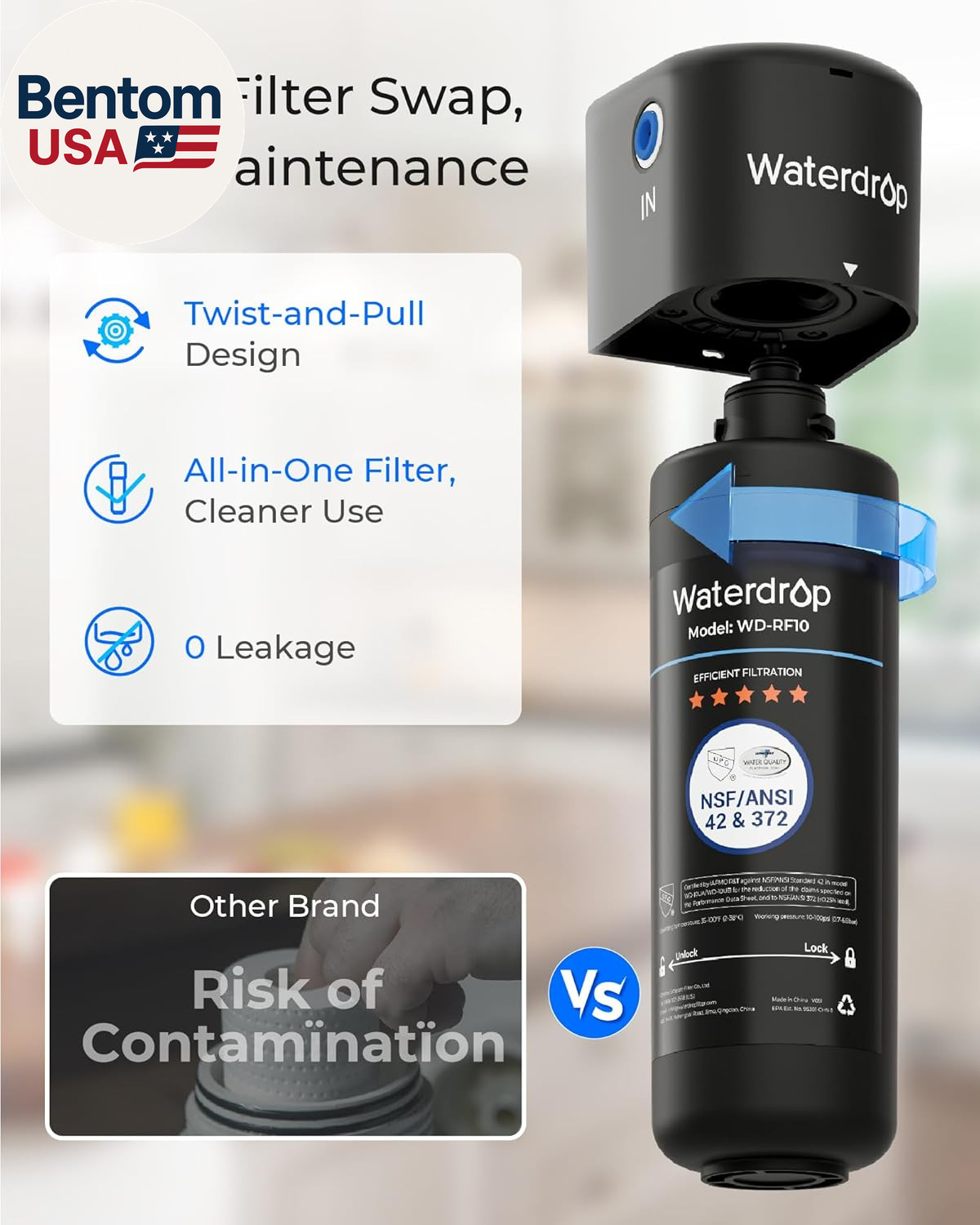 10UA under Sink Water Filter System, Reduces PFAS, PFOA/PFOS, Lead, Chlorine, Ba