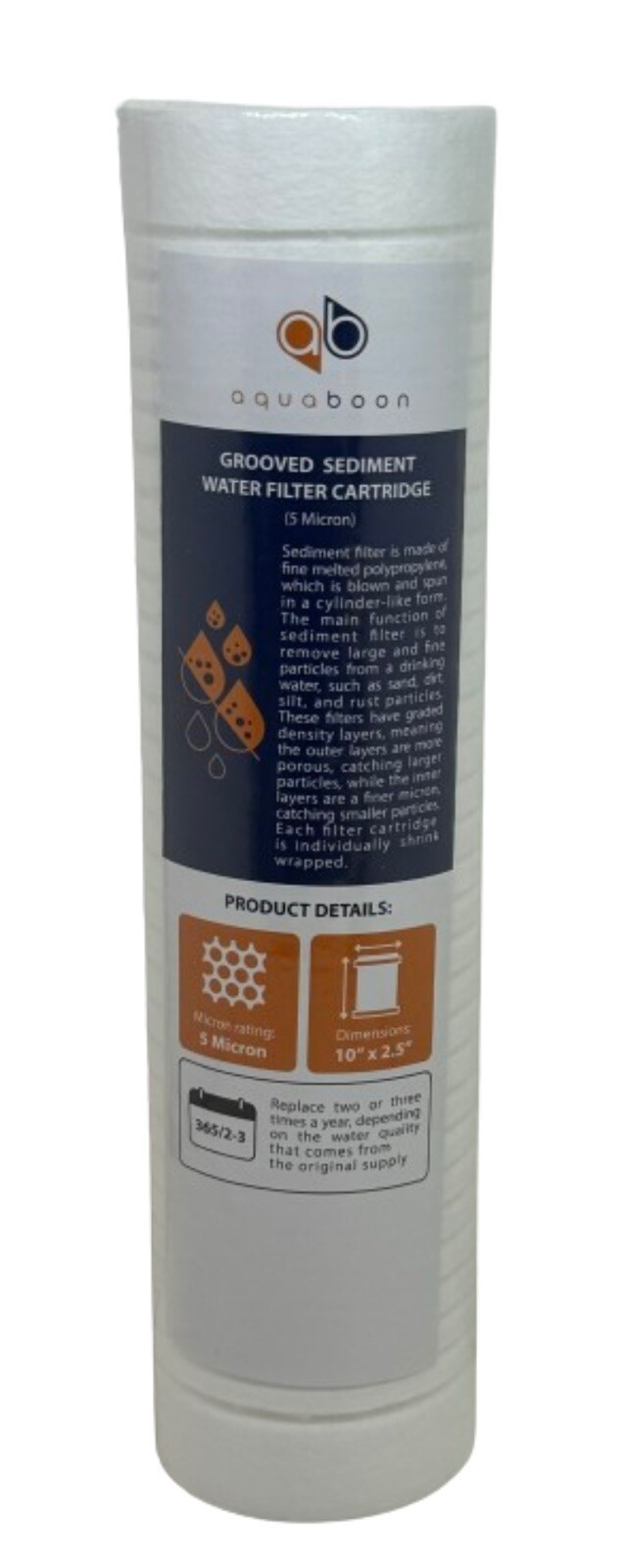 New Aquaboon Grooved Sediment Cartridge 5 micron 10 x 2.5 Inch, Buy More & Save