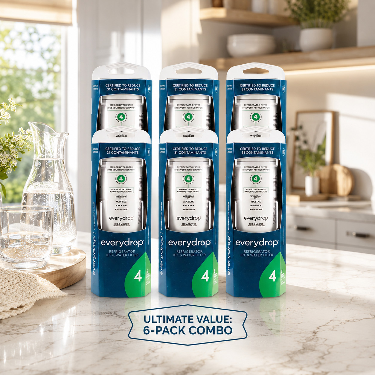 NEW 6 Pack Refrigerator Cartridge Ice & Water Filter 4 ED²R4RX²D1 Replacement