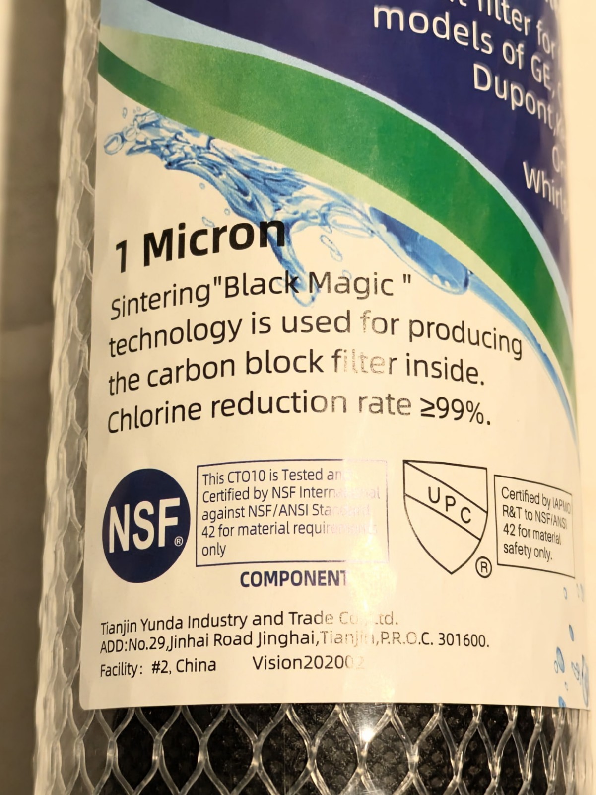 PurePlus CT010 Sintering Activated Carbon Block Water Filter 10″x2.5″ New