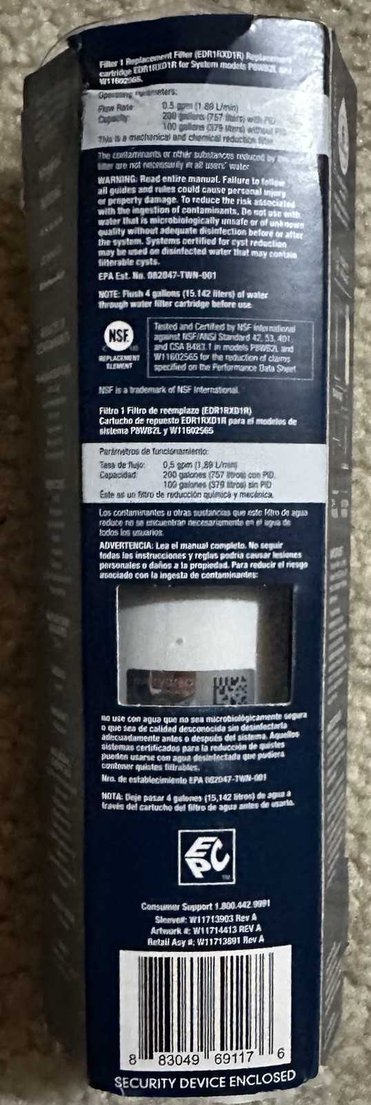 Εverydrop 1 Refrigerator Ice & Water Filter ΕDR1RXD1R Whirlpool NEW Sealed