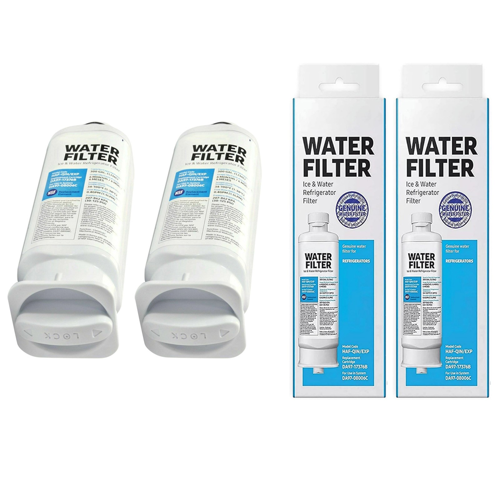 2 Pack DA97-17376B Refrigerator Water Filter Replacement For Samsung Fridge