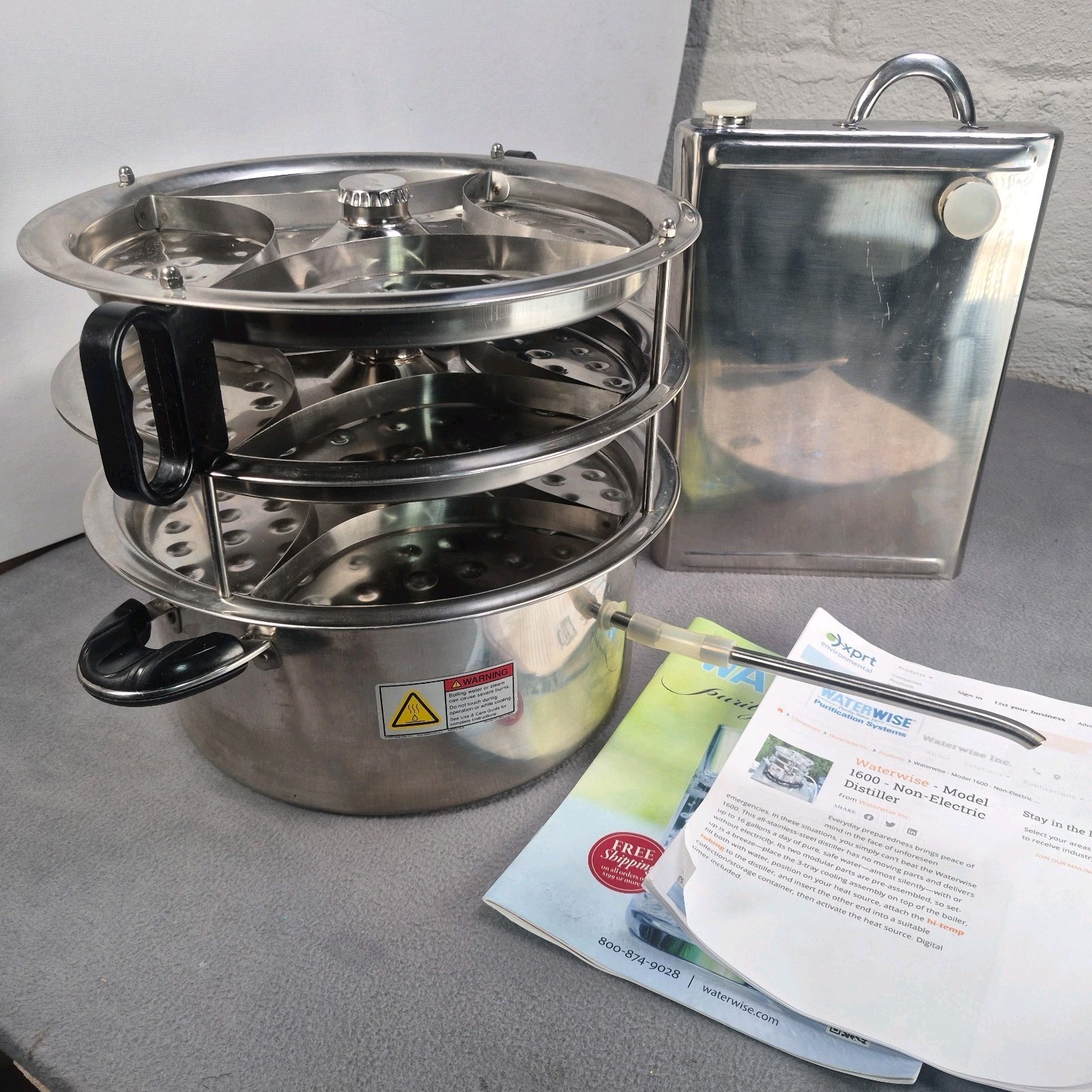 New Waterwise 1600 Non Electric Water Distiller Purifier Stainless Steel