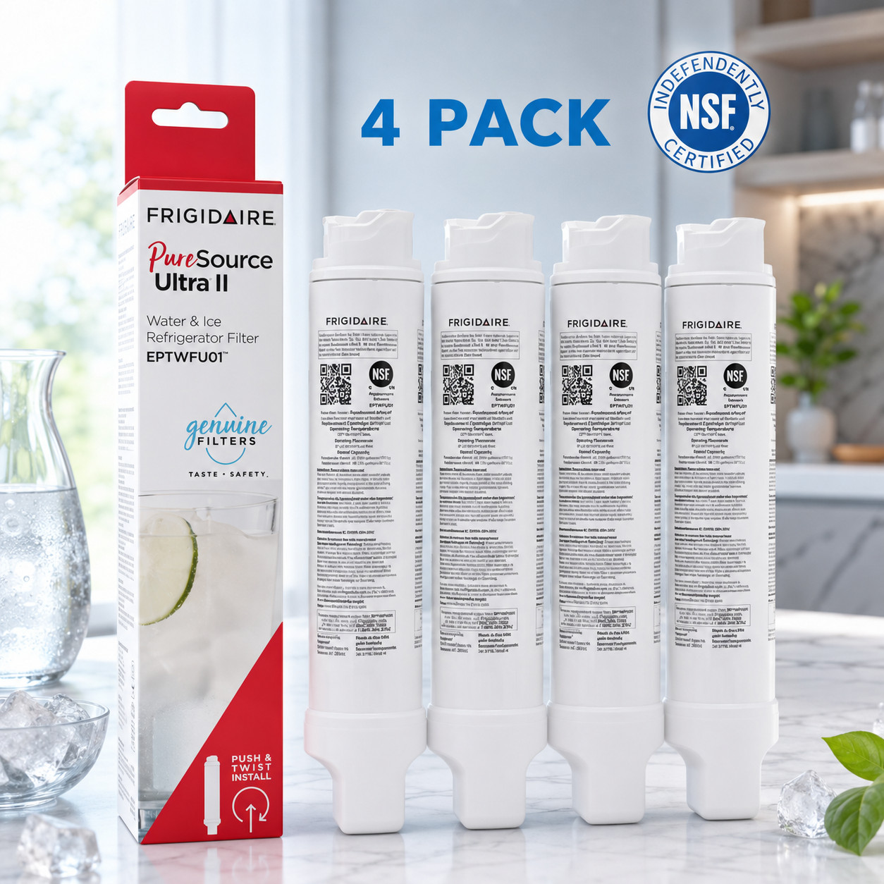 EPTWFU01 PureSource Ultra II Refrigerator Water Filter 4 Pack