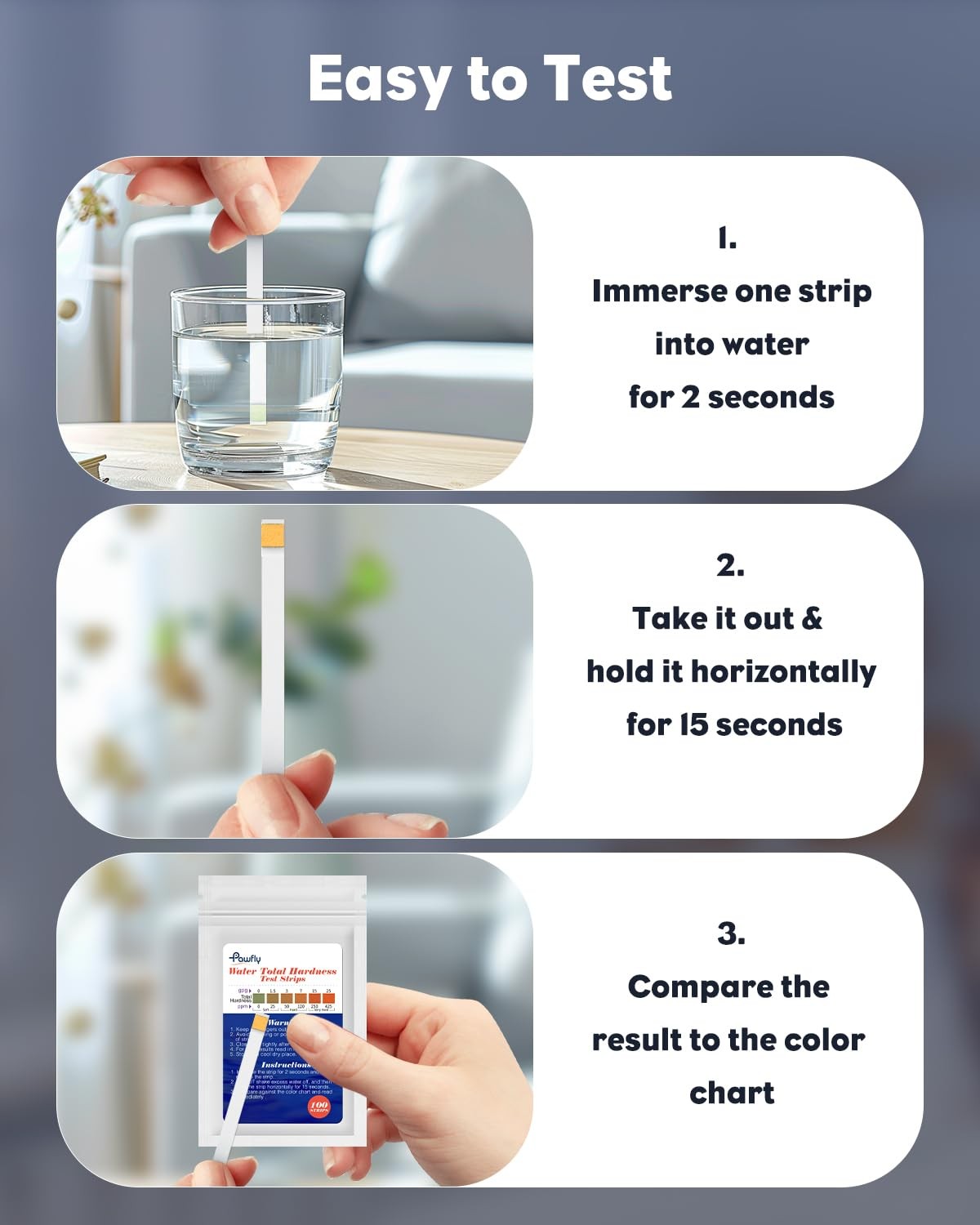 Water Hardness Test Kit Strips for Drinking Well Pool Spa 100 Count 1 Pack