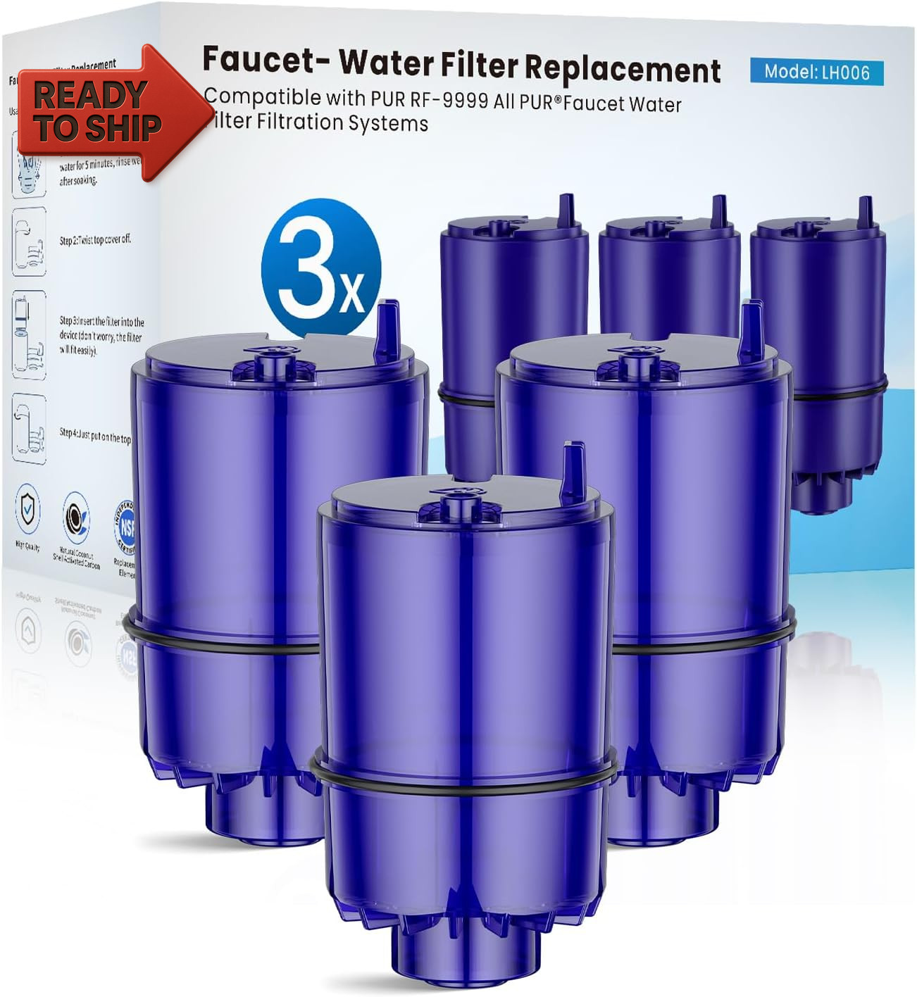 Faucet Water Filter Replacement Fit for All PUR, for PUR plus Faucet Filtration