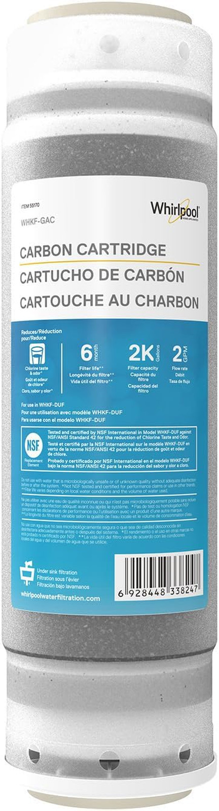 Whirlpool Granular Activated Carbon 10″ X 2.5″ Replacement Water Filter WHKF-GAC