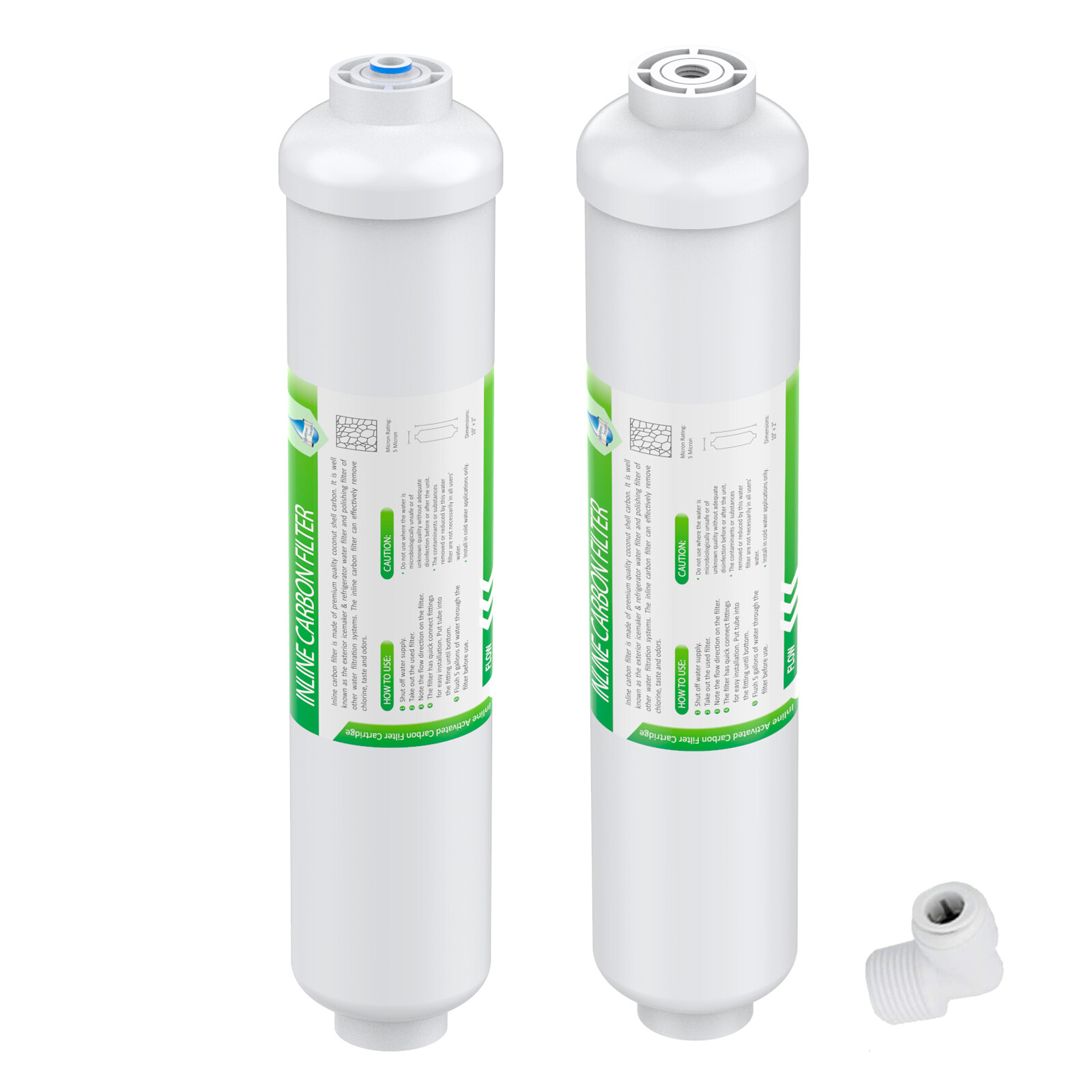 10″x2″ 1/4″ FNPT/Quick Connect T33 Inline Post Carbon Water Filter Cartridge NSF