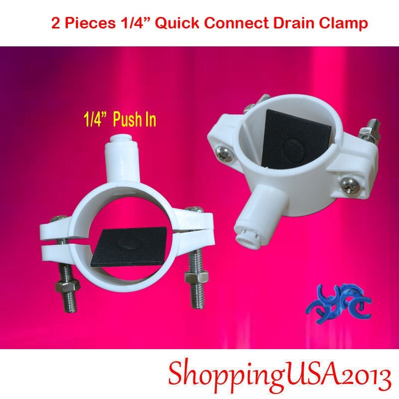 2 Drain Clamp 1/4″ Quick Connect Push In Water Filter RO Reverse Osmosis System