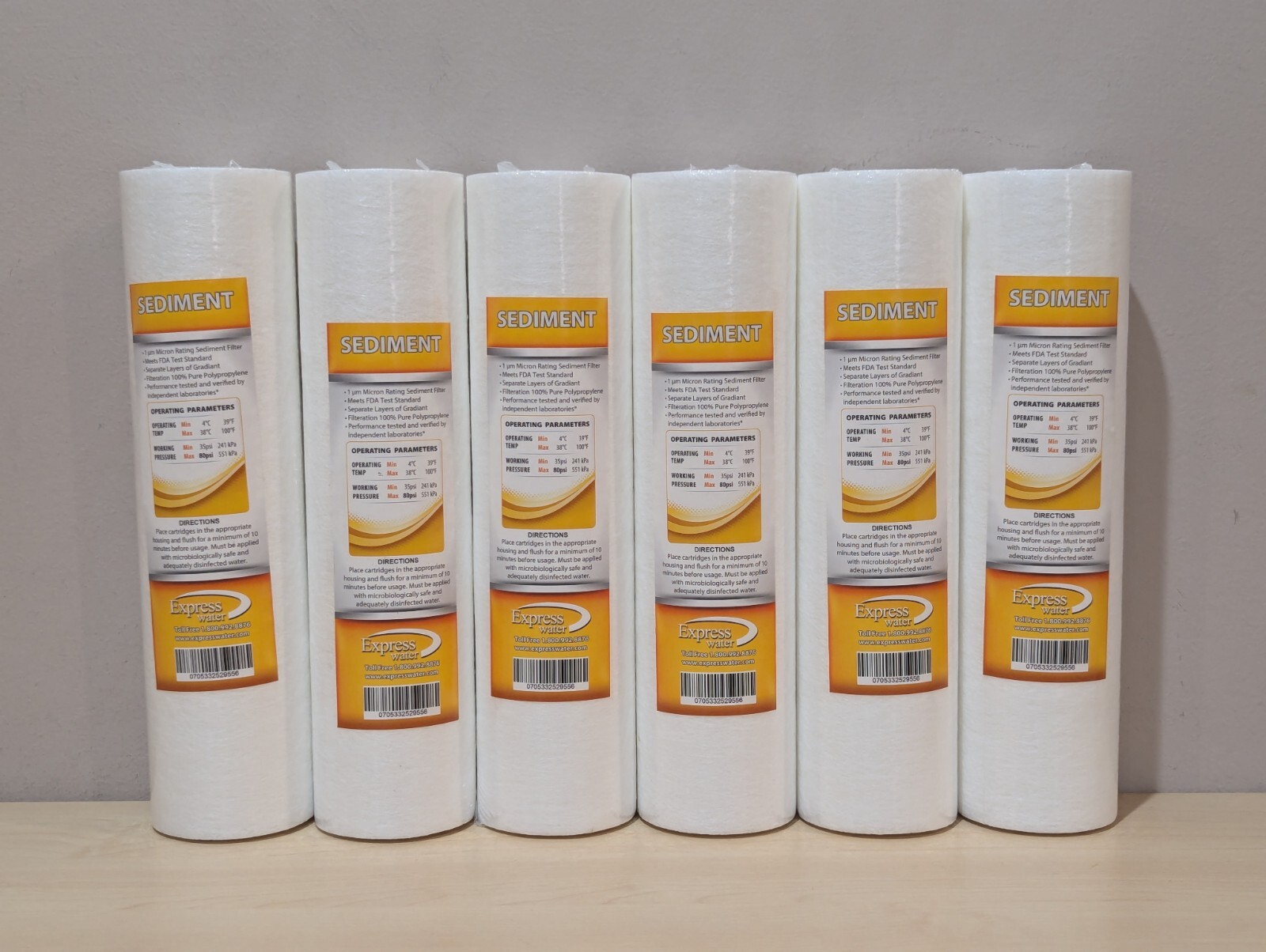 EXPRESS WATER FILTERS SEDIMENT 1 MICRON, 6-Pack, 10″ x 2 1/2″