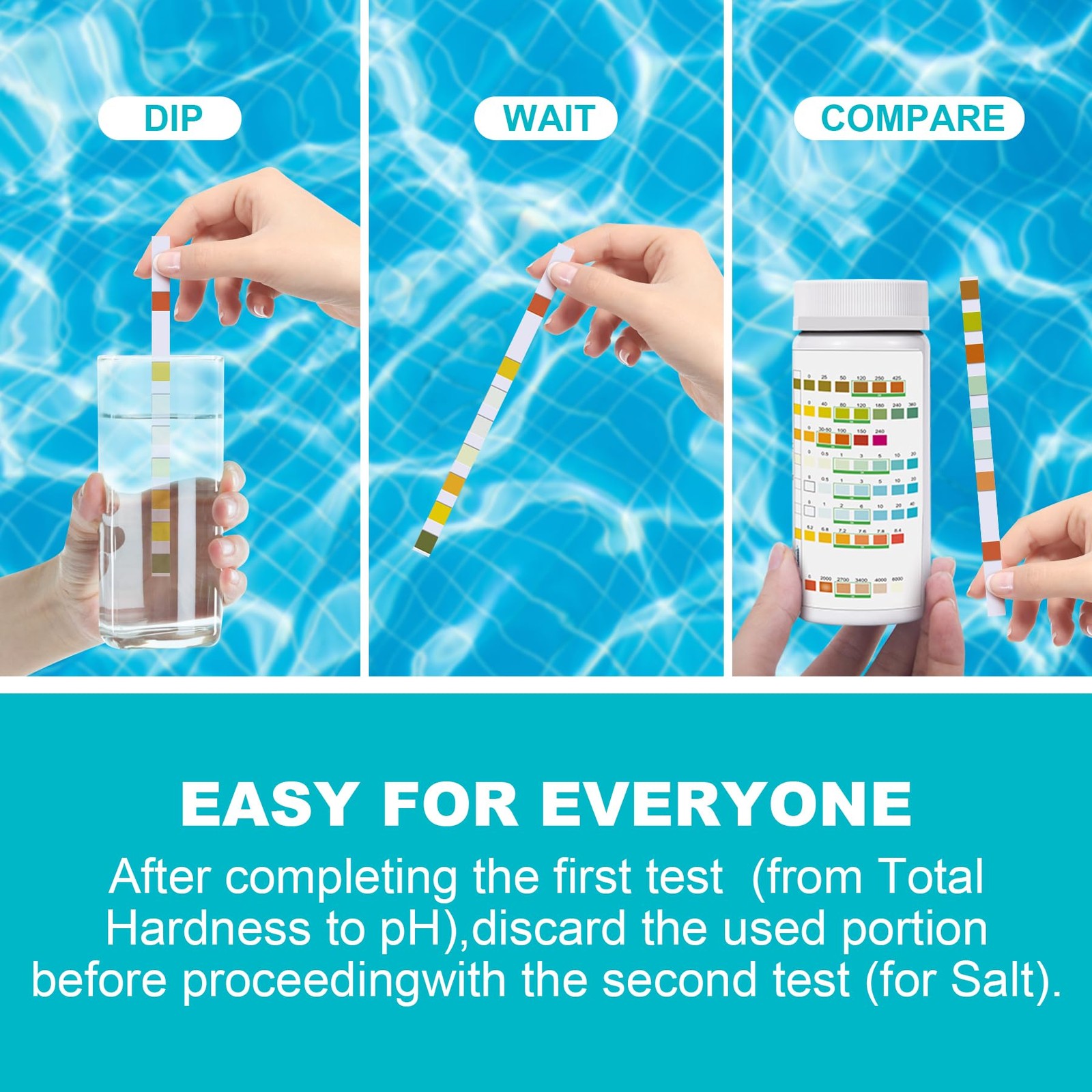 Salt-Water Pool Test Strips Kit: 25 Counts 8-in-1 for Salt Water Pool…