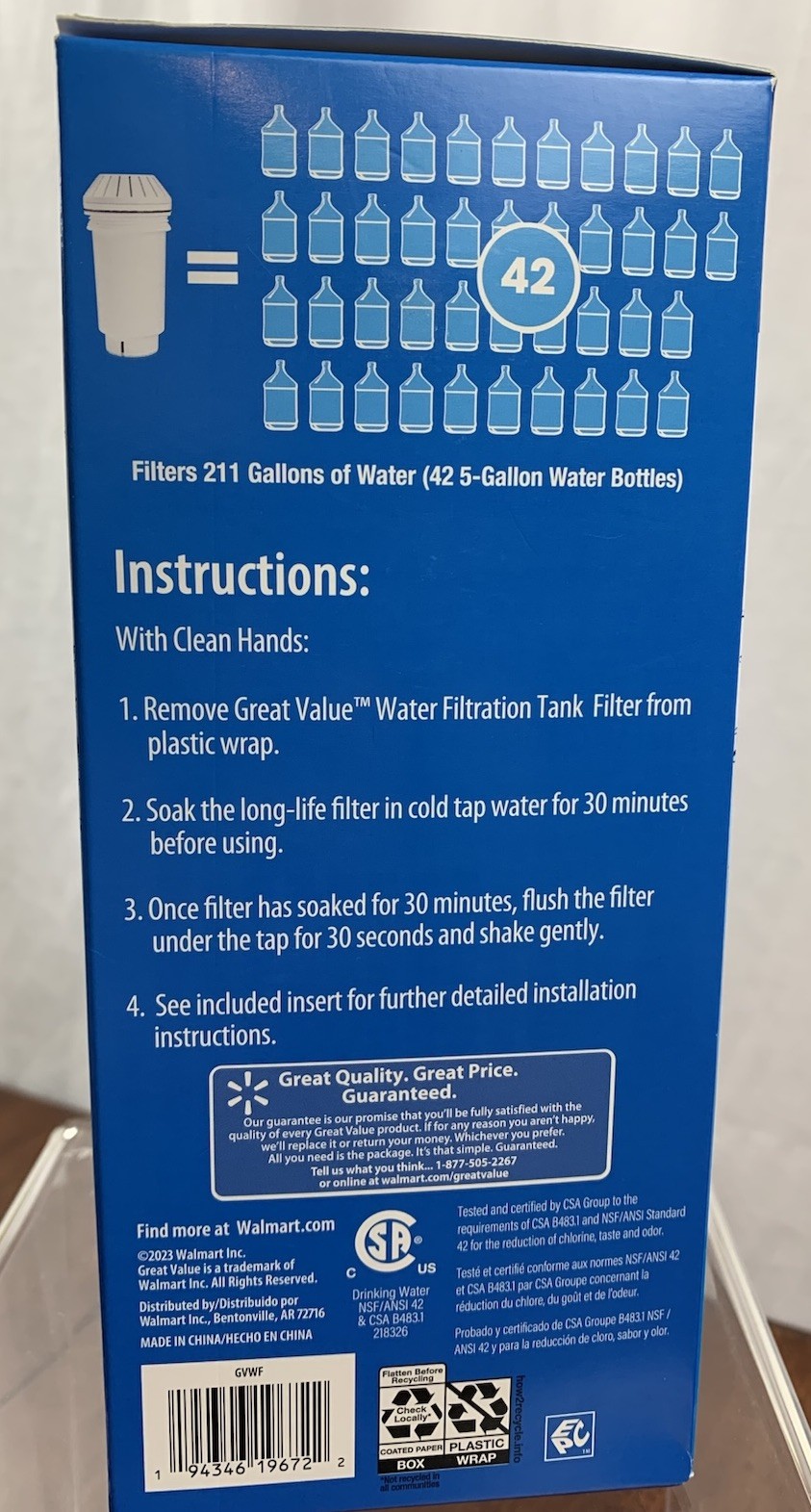 Great Value Water Filtration Tank Replacement Filter NEW SEALED Lot Of 2