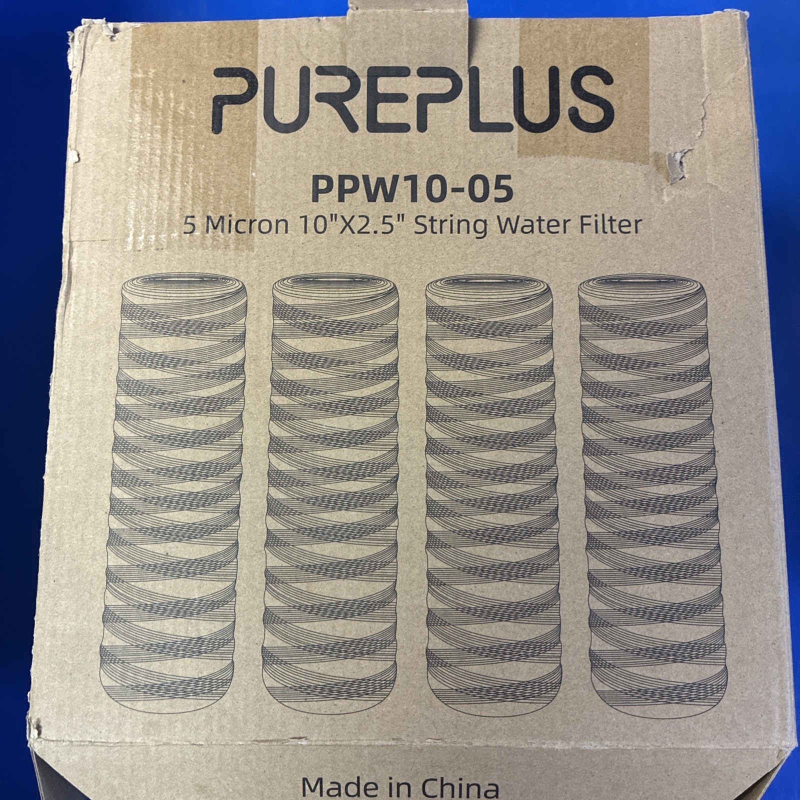4 Pack PurePlus PPW10-05 /10”x 2.5″ 5 Micron Sediment String Wound Water Filter