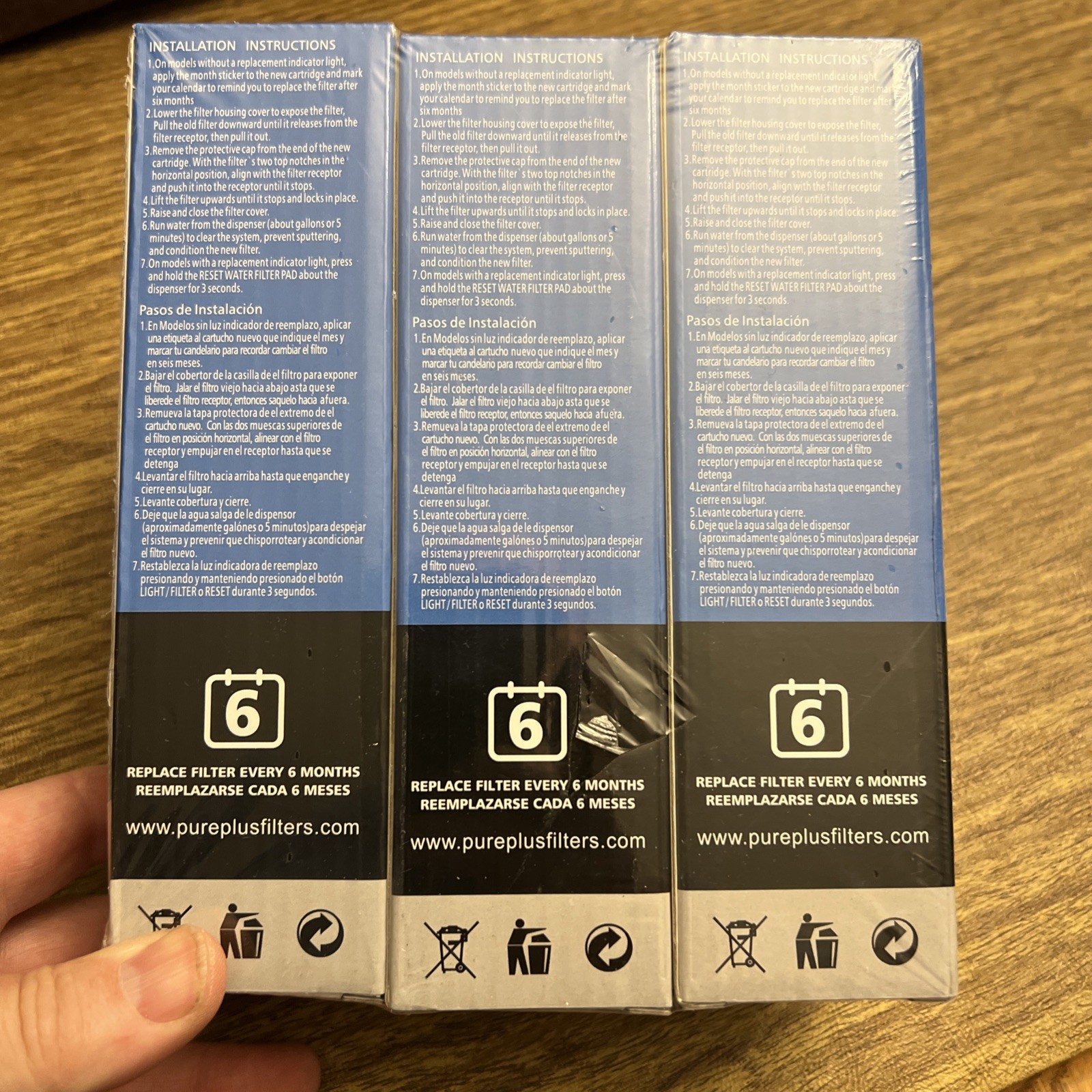 Pureplus Refrigerator Water Filter PP-RWF1200A Pack Of 3 With AF004 Air Filters