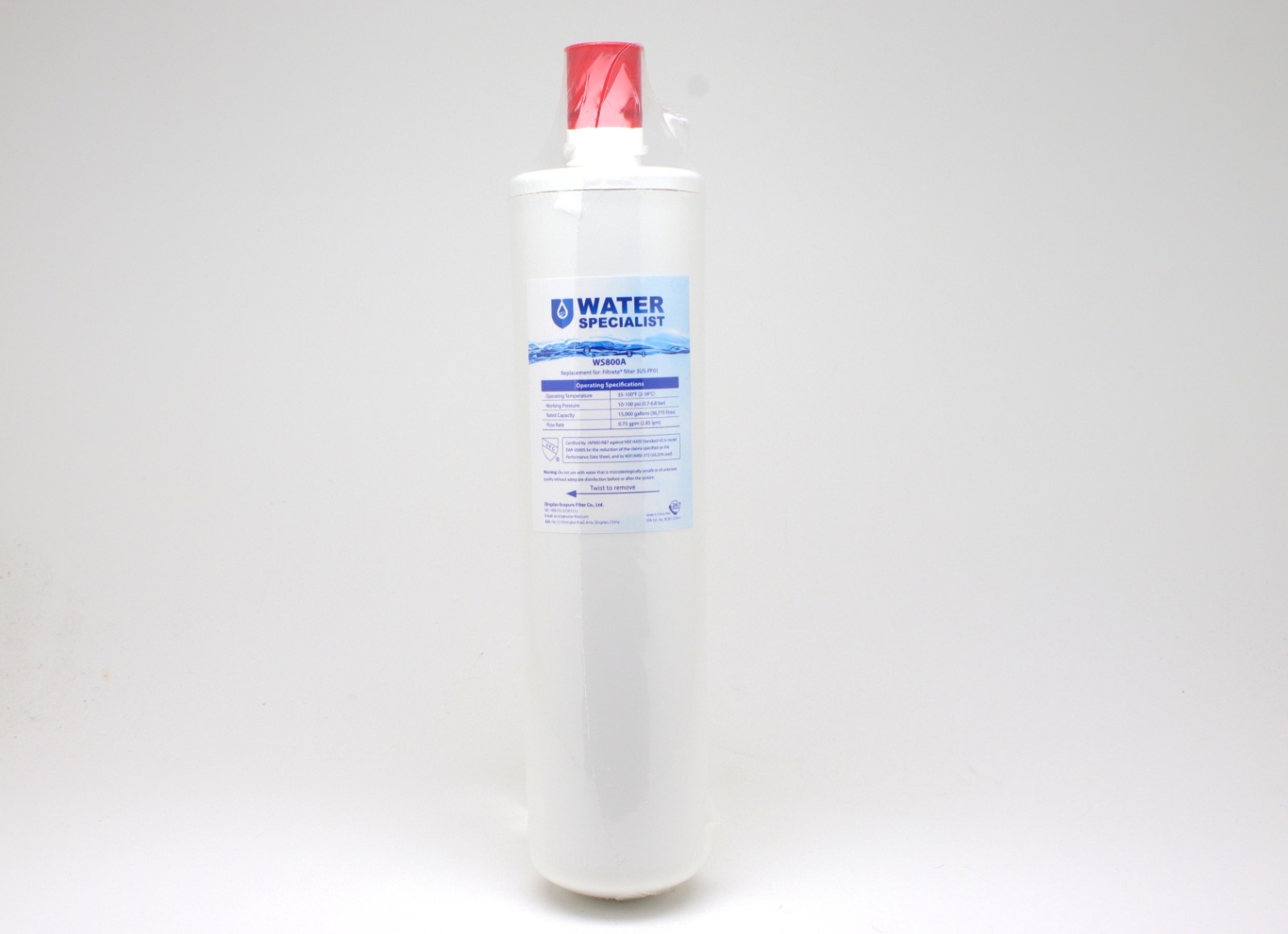 Waterspecialist 3US-PF01 Undersink Water Filter, NSF/ANSI 42 Certified