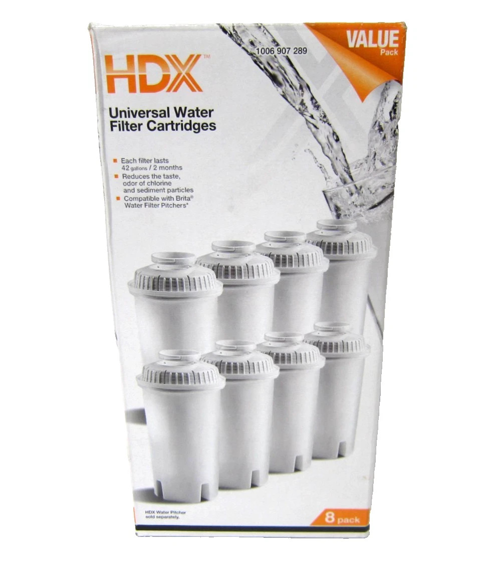 HDX Water Pitcher Replacement Water Filter Cartridges BPA Free 8-Pack