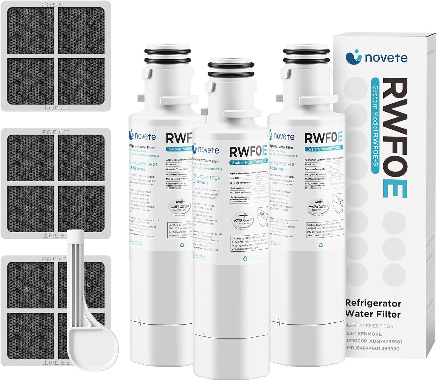 3 Pack Refrigerator Water Filter For LG Kenmore LT1000P ADQ74793501 +Air Filter