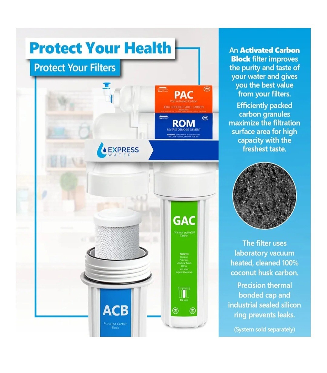 Express Water – 2Pack Activated Carbon Block ACB Water Filter Replacement – 5 M