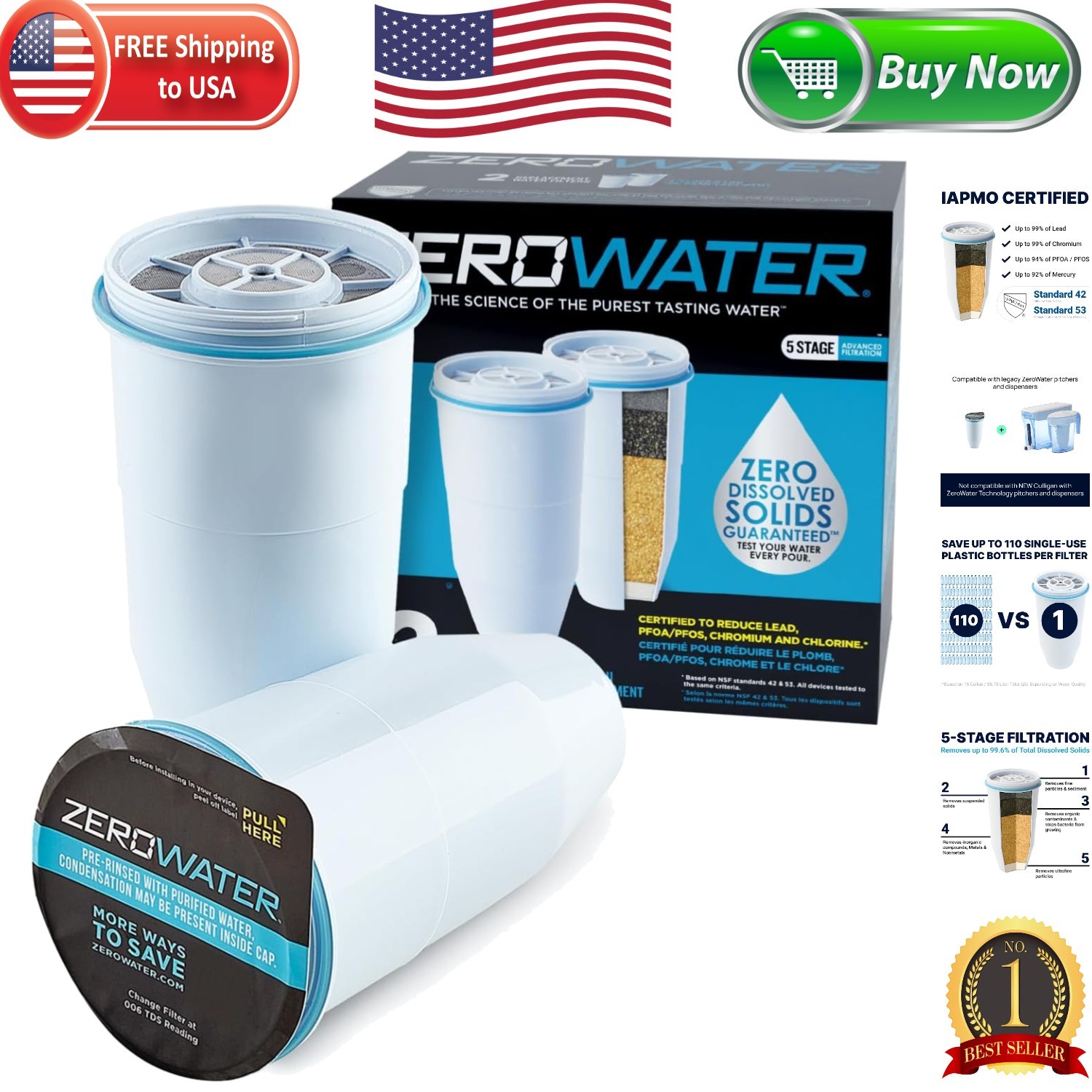 Advanced 5-Stage Water Filter Set – Two IAPMO Certified Filters for Clean Water