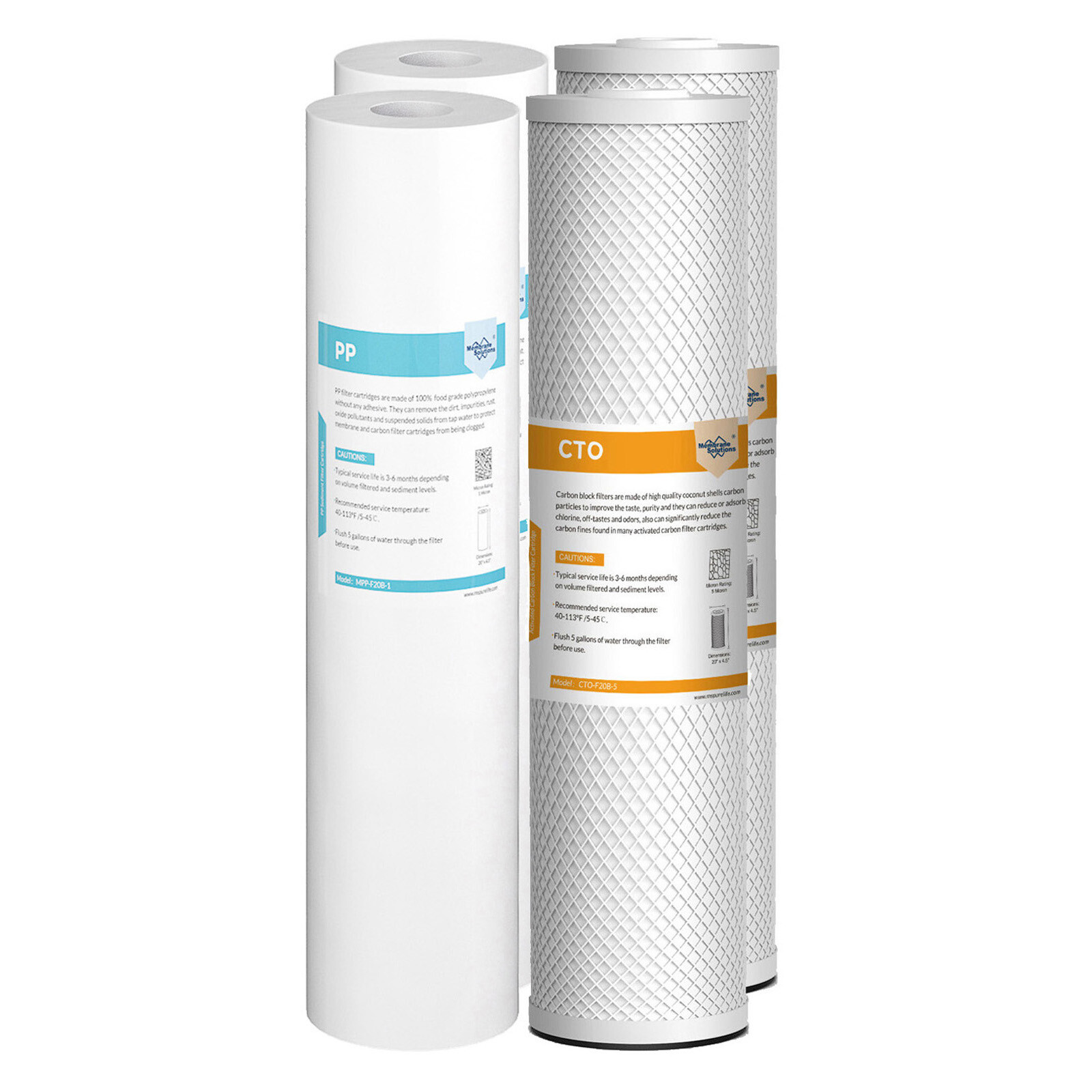 1-4Pack 5μm 20×4.5″ PP+CTO Sediment Carbon Block Water Filter Big Blue Cartridge