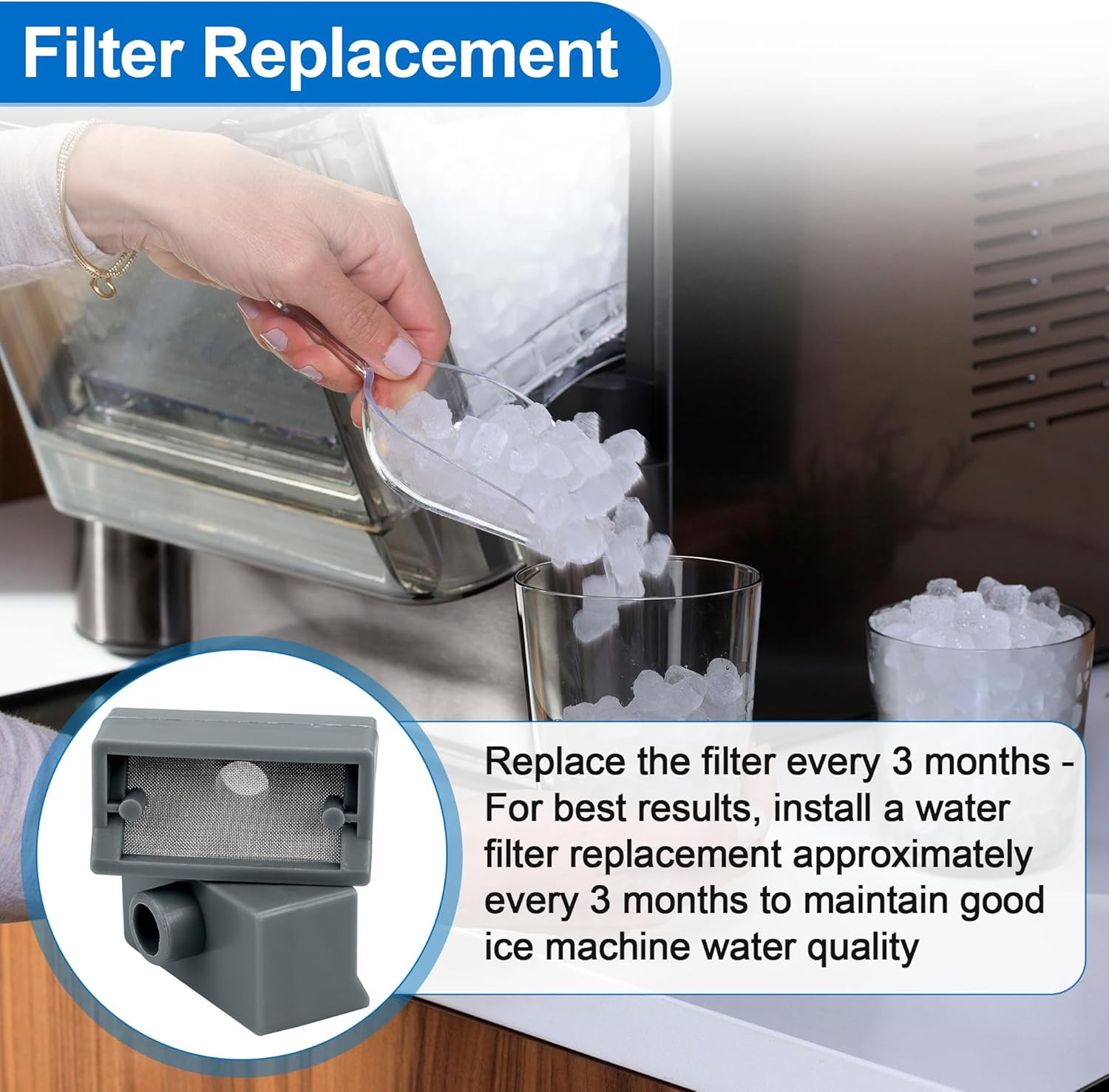 Ice Maker Filter Piece Fit for GE Profile Opal 2.0 Nugget Ice Maker and for Opal