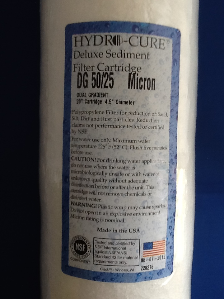 HYDRO CURE DELUXE DG 50/25 BIG BLUE 20″x4.5″ SEDIMENT FILTER