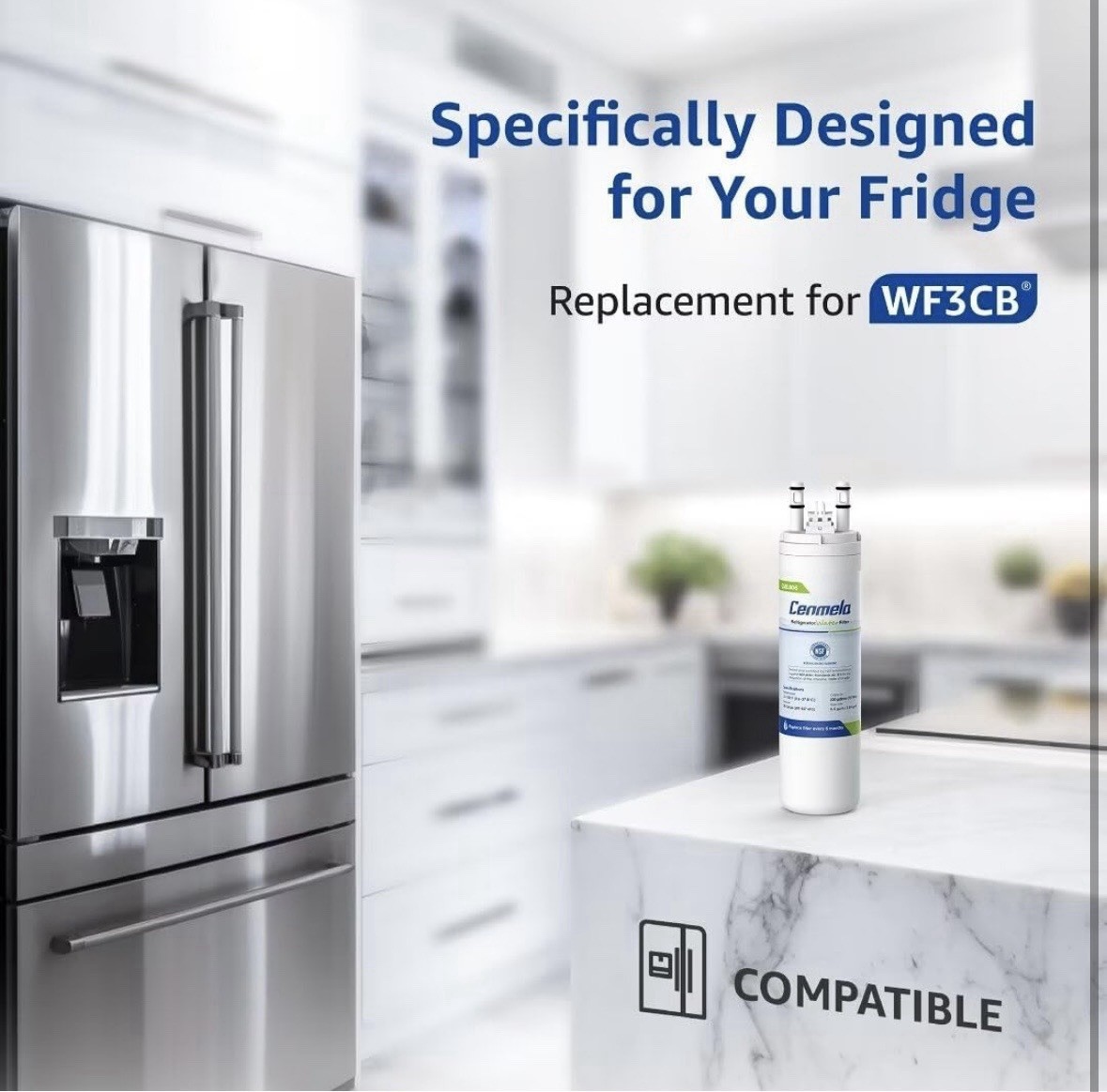 WF3CB Frigidaire Replacement Water Filter, Compatible w/ Frigidaire WF3CB 3 Pack