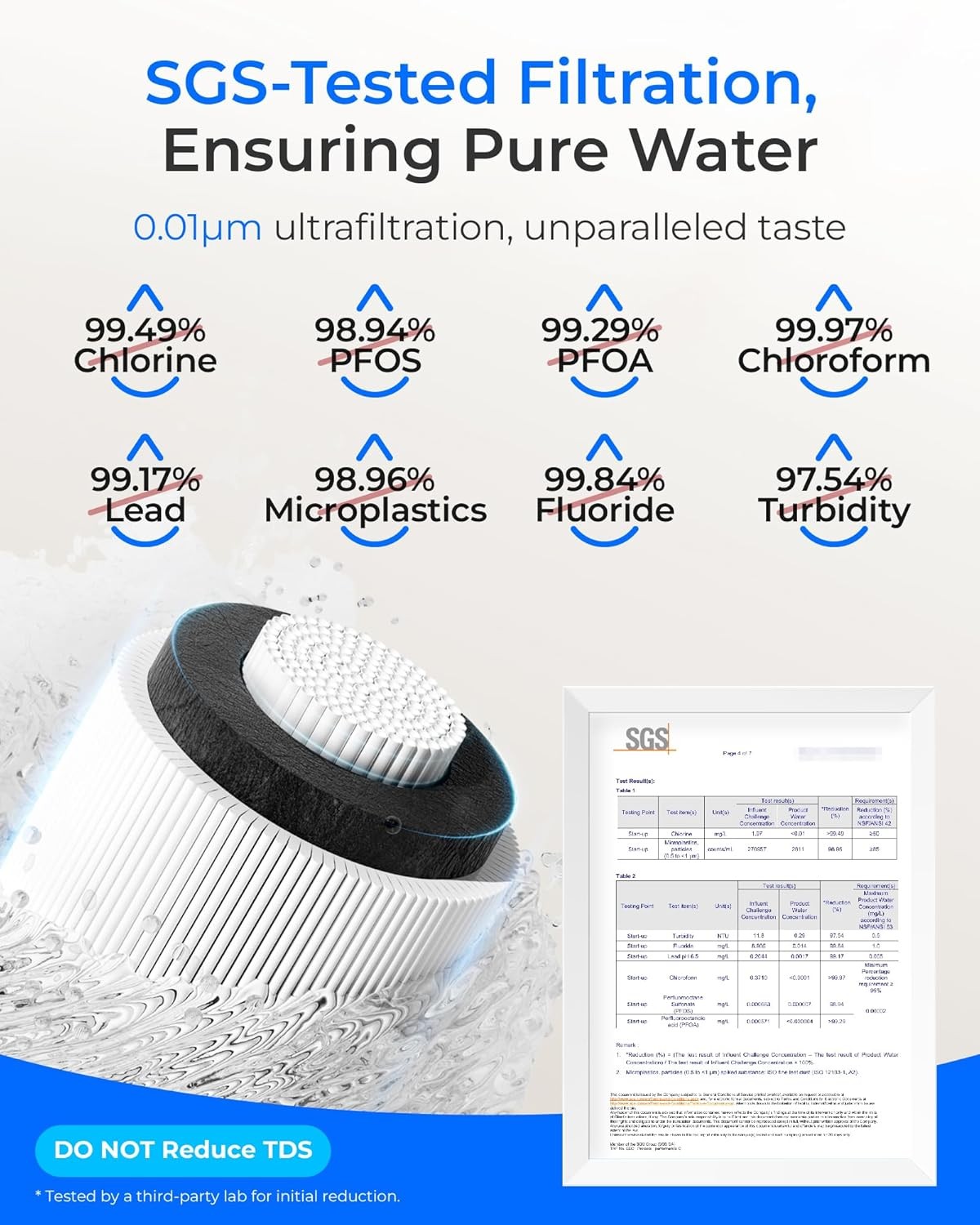 Waterdrop 15UB-UF Under Sink Water Filter System with Dedicated Faucet, 16K Gal