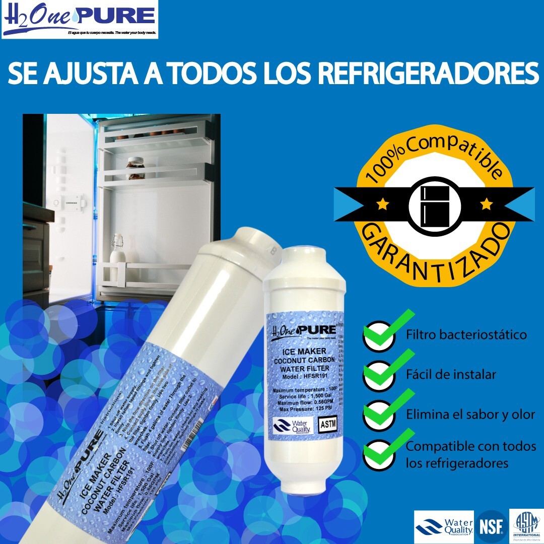 H2One Pure | Inline Bacteriostatic Ice Maker Filter for Refrigerators 10»