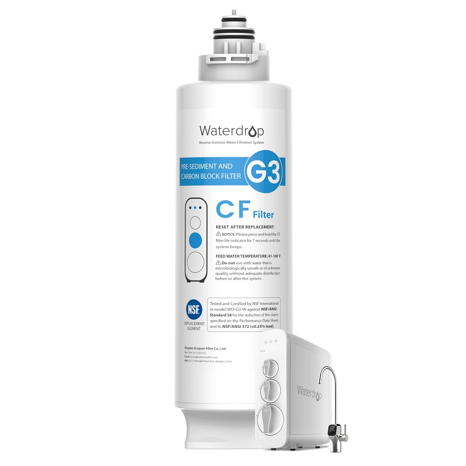 Waterdrop WD-G3-CF Filter, Replacement for WD-G3-W, WD-G3P600 and WD-G3P800-W…