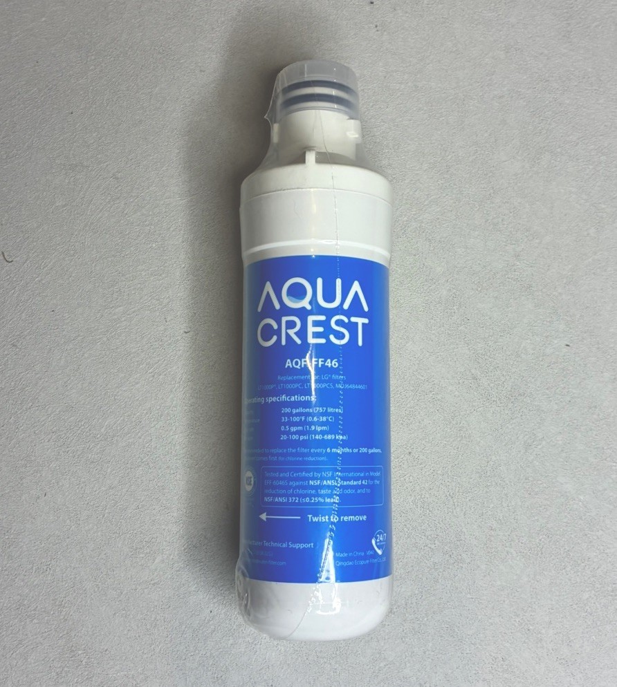 Aquacrest AQF-FF46 Replacement Refrigerator Water Filter Reduces Chlorine