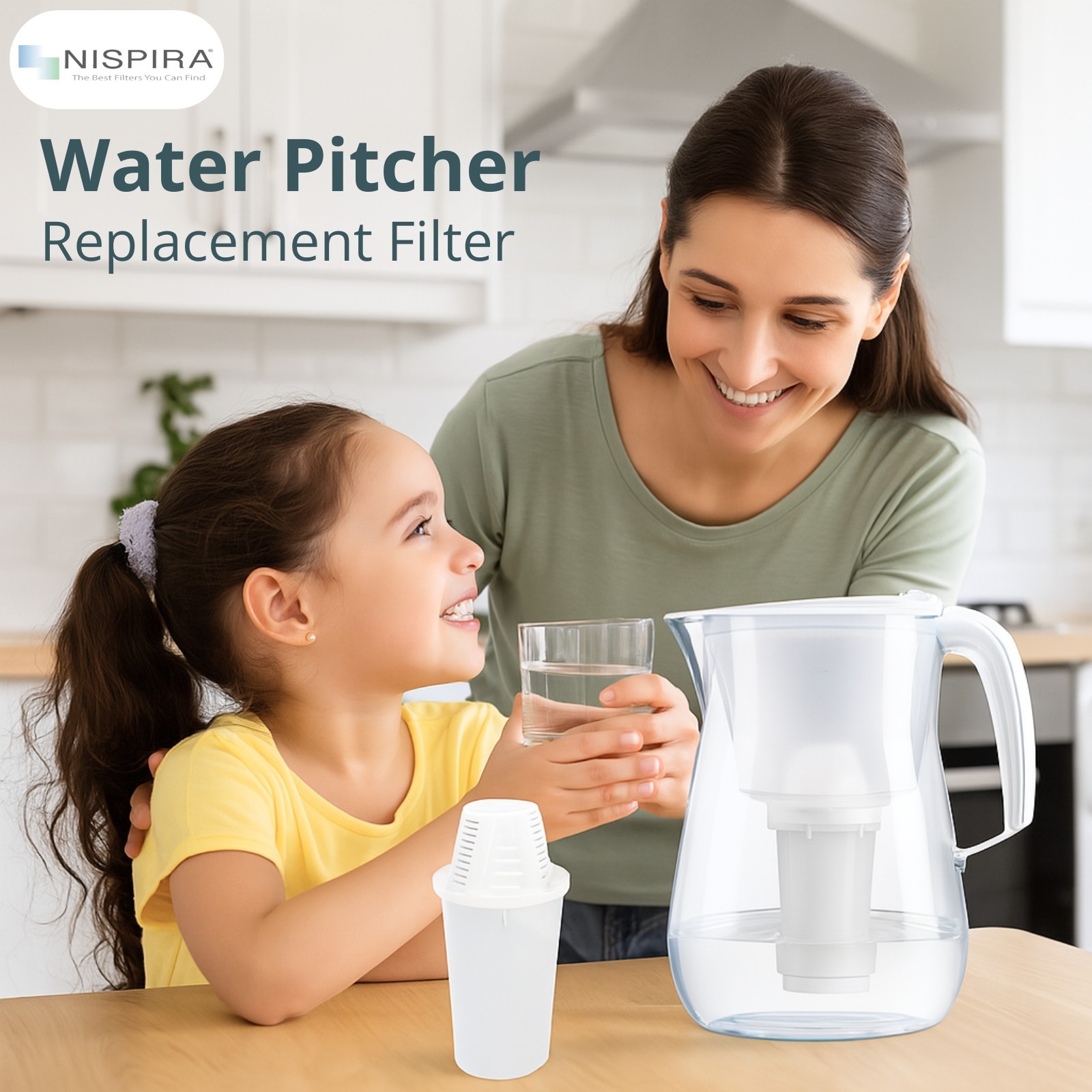 Nispira Water Filter Replacement for Nakii and Aquaphor Water Pitcher, 4 Packs