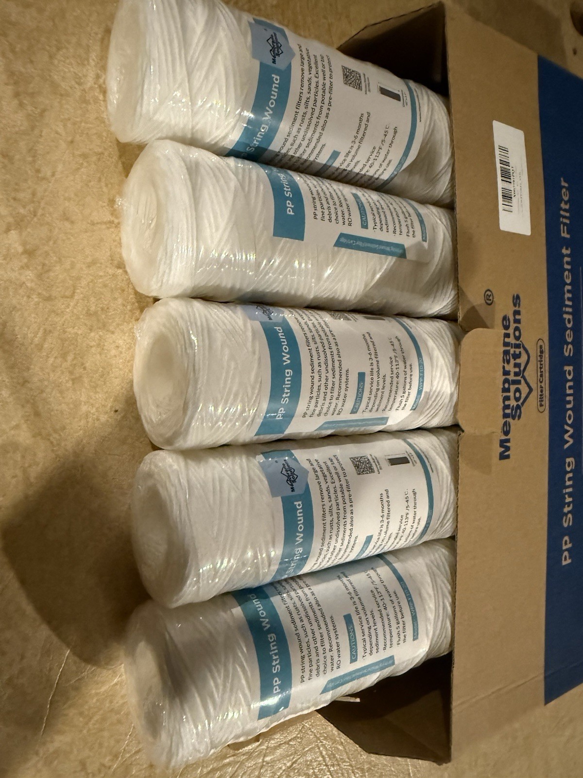 Membrane Solutions PP String Wound Sediment Filter 10″x2.5″ – 5 new in open box