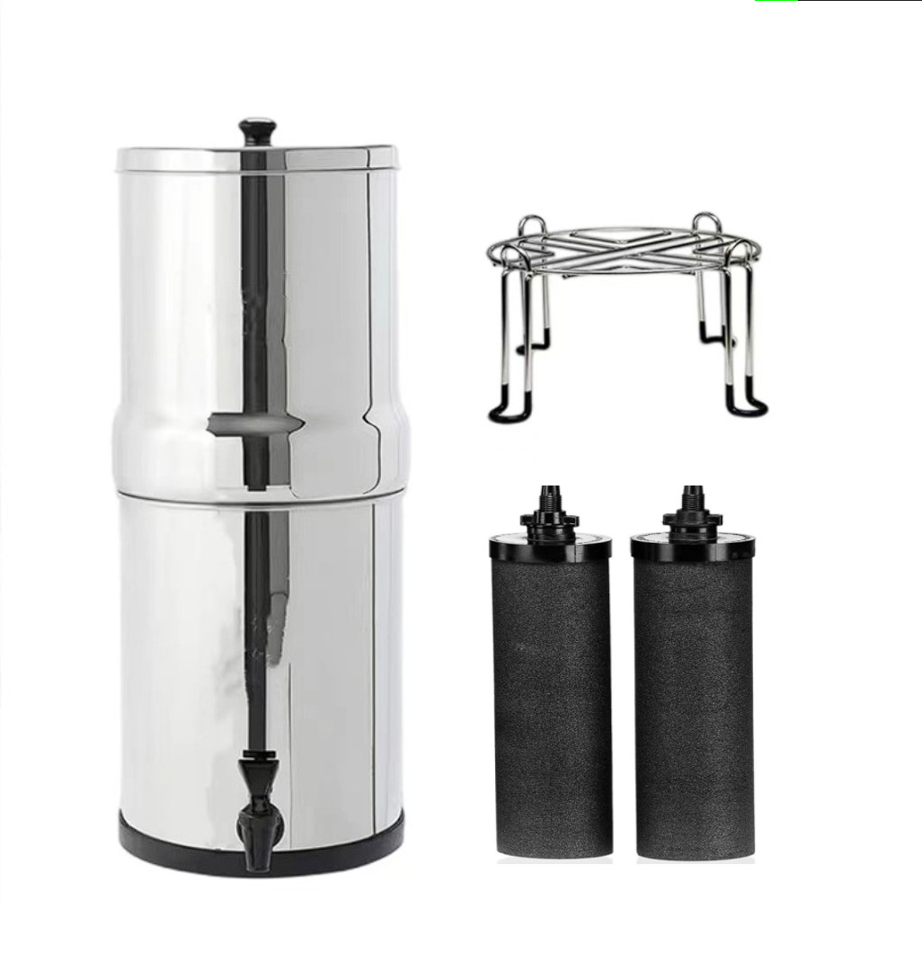 2.25 Gal Stainless Steel Portable Gravity Water Filter w/2 Carbon Fiber Filters