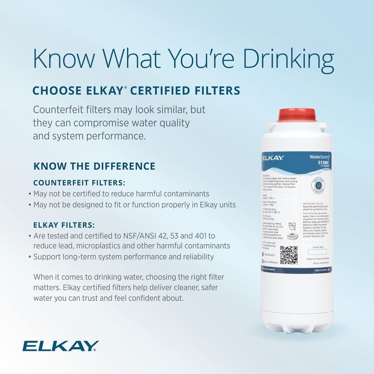 NSF Certified Water Filter for Bottle Fillers Removes Microplastics 1 Count