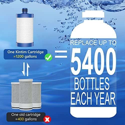 Faucet Water Filter 1200 Gallons 2.2 GPM Carbon Fiber Reduces Chlorine Lead