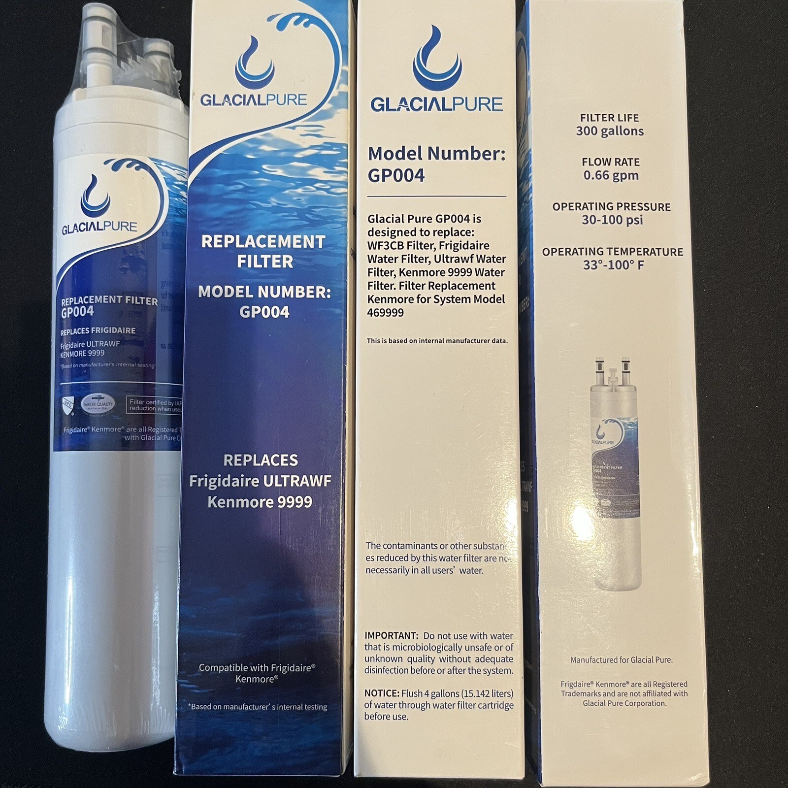 3 Pack GLACIER PURE Replacement 469999 WF3CB Water Filter GP004 NEW and SEALED