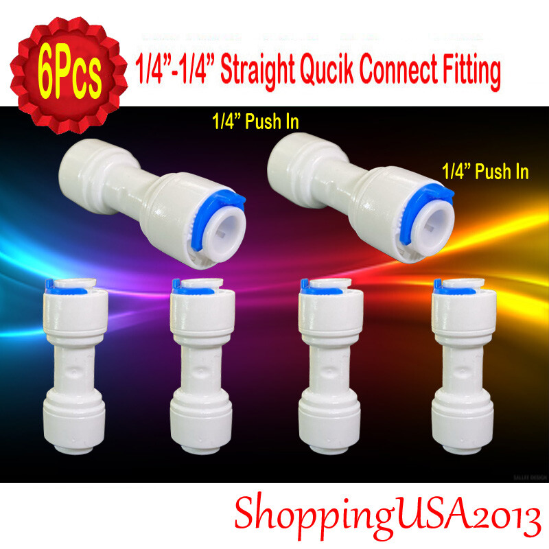 6 Pcs Water Filter Connector Fitting Quick Connect Thread Push In 1/4″ 3/8″