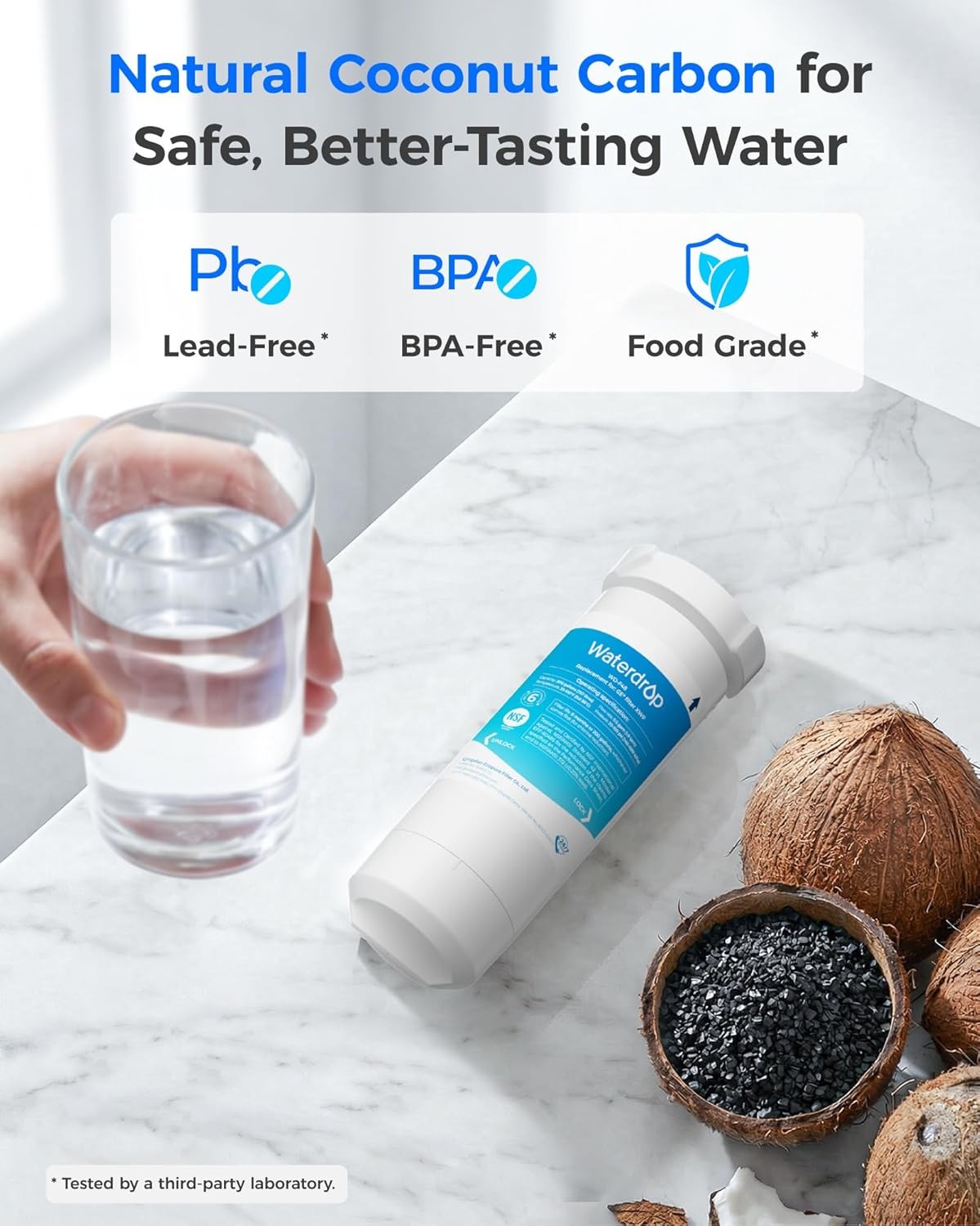 Waterdrop XWF Refrigerator Water Filter, Replacement for GE® XWF, 4 packs