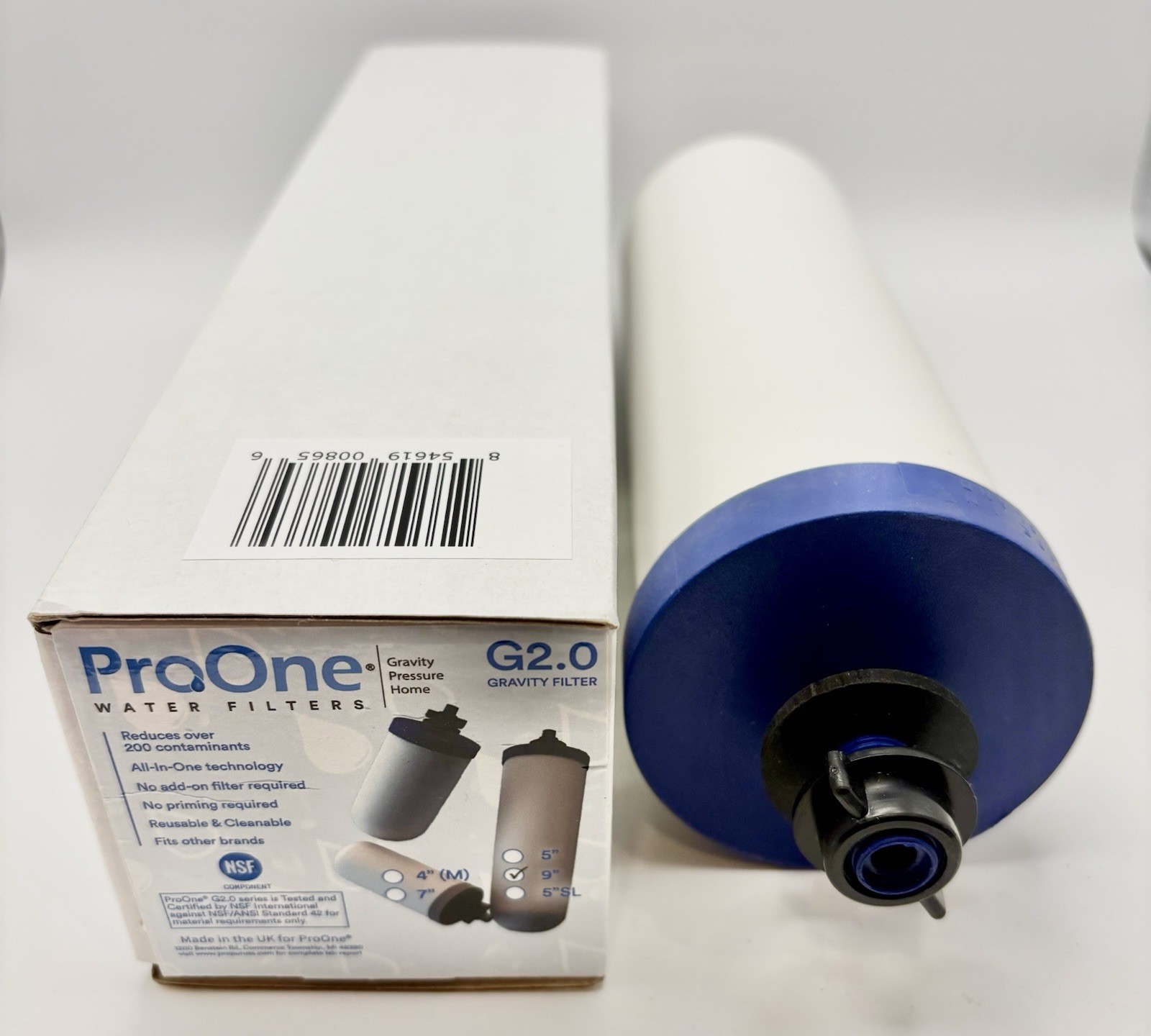 ProOne G2.0 9 Inch Ceramic Gravity Countertop Water Filter 2-Stage All-In-One