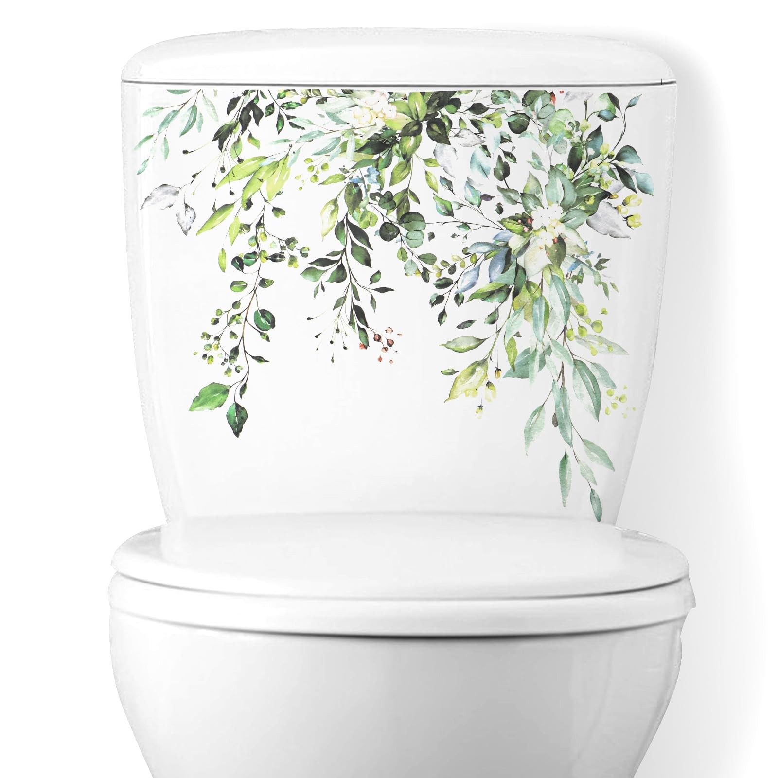 Removable Green Leaf Toilet Seat Stickers – DIY Bathroom Decor