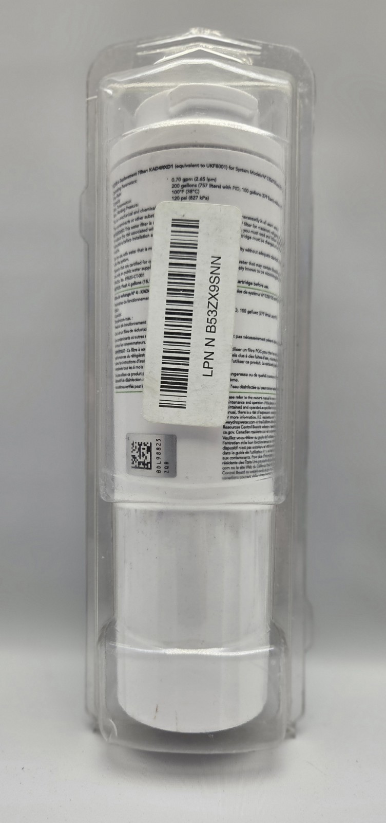Kitchenaid Refrigerator Ice and Water Filter 4 KAD4RXD1 Green