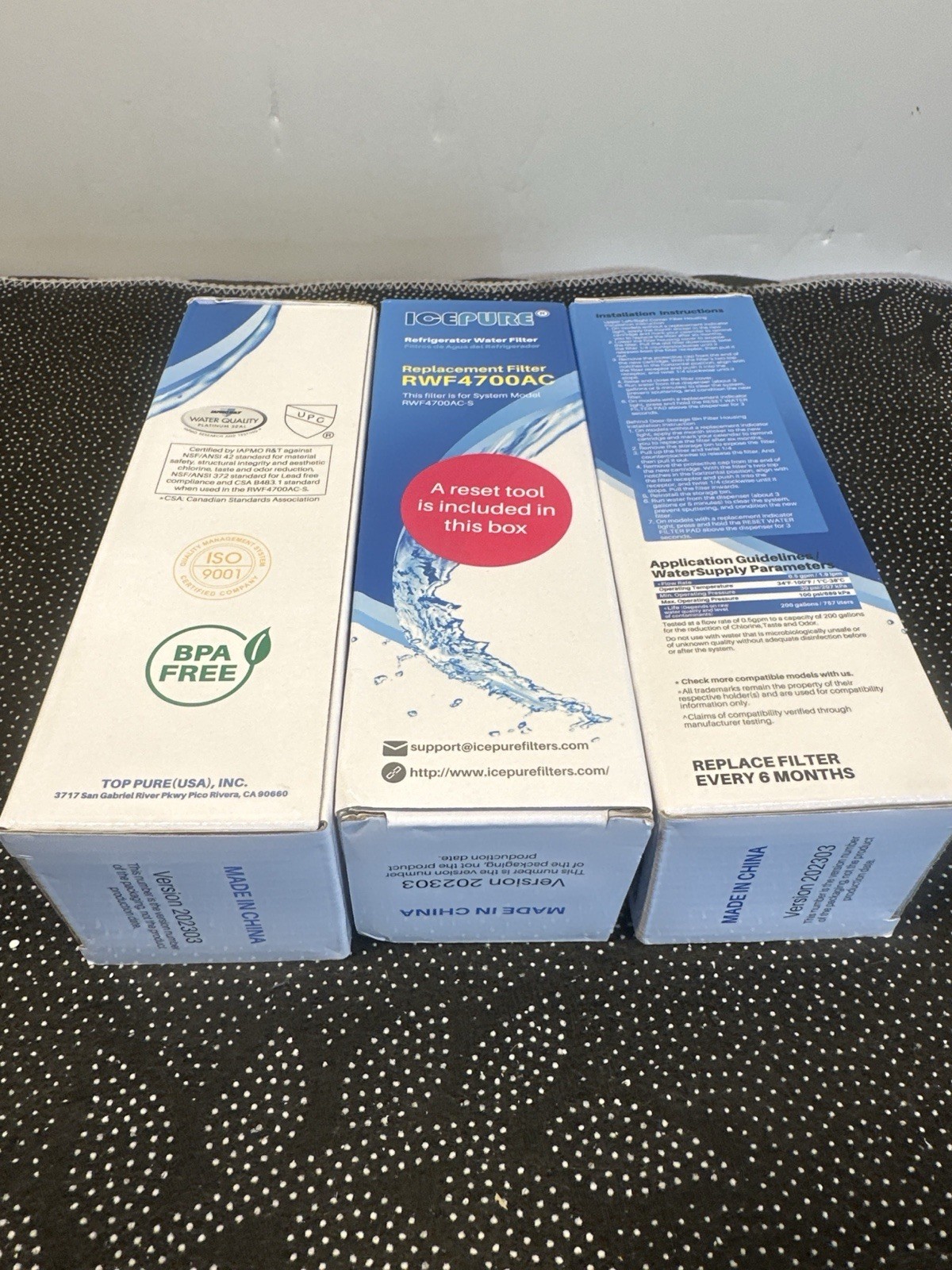 ICEPURE RWF4700AC Refrigerator Water Filter – Lot of 3 – Replacement for RWF4700