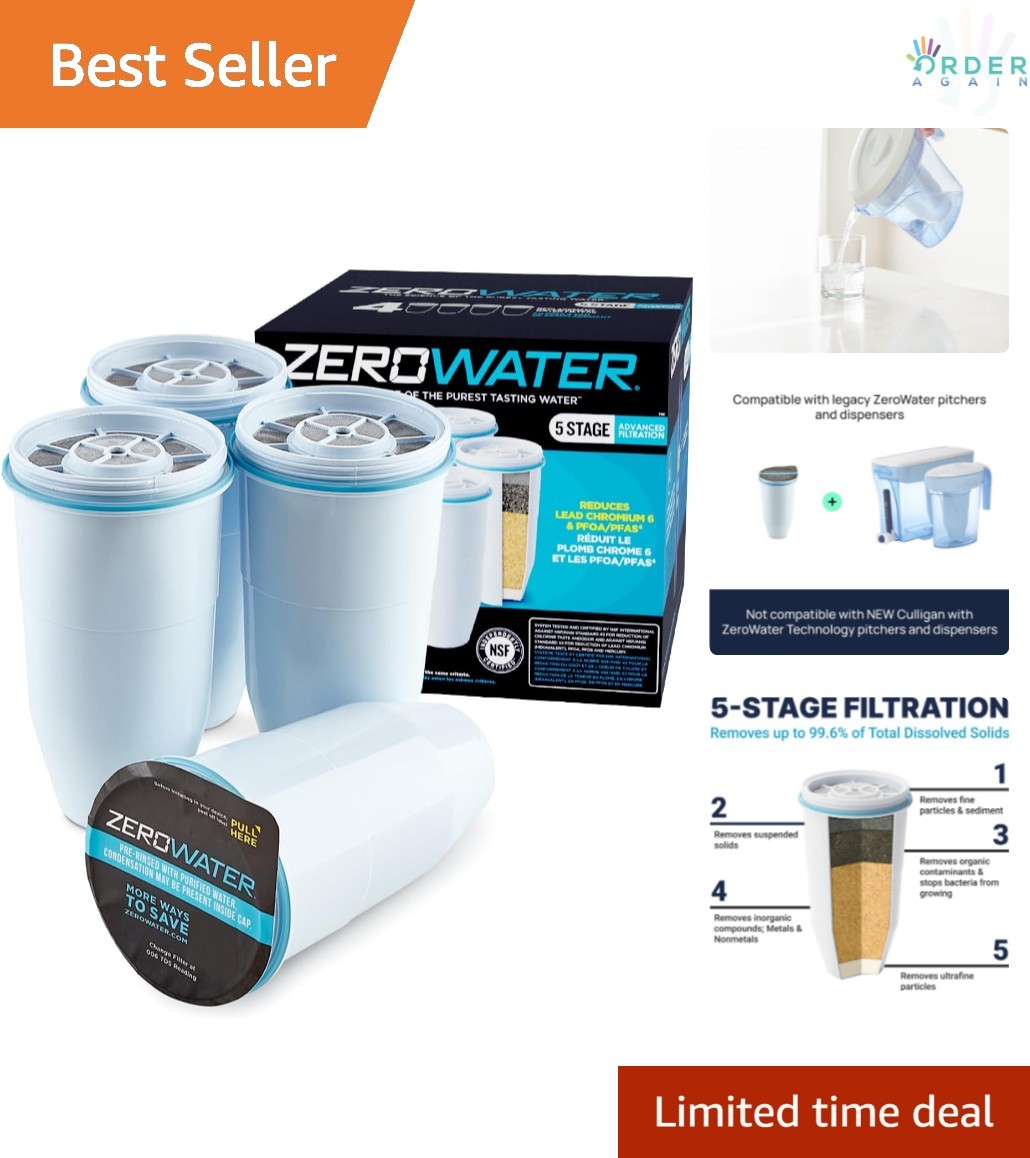 Water Filter Replacement 4-Pack 5-Stage IAPMO Certified Removes Lead PFOA