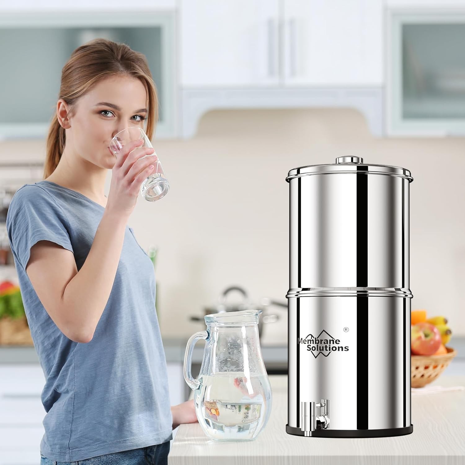 2.25G Countertop Water Filtration System with 3 Pack 0.1-Micron UF Filters