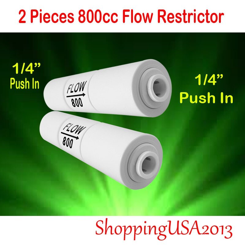 2 Pcs 800 ML Flow Restrictor Push In Quick Connect Unter Sink RO Water Filter