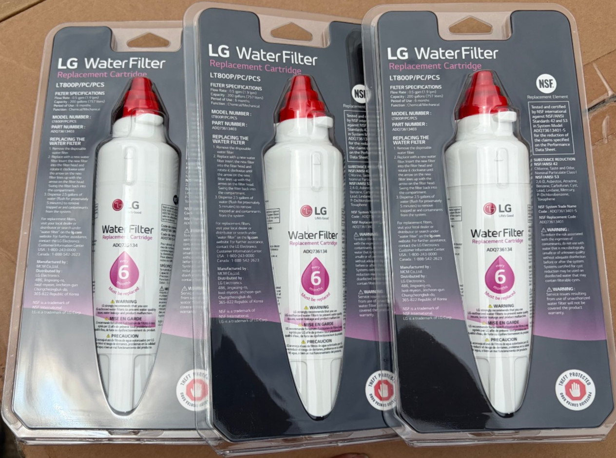 3x LG Water Filter LT800P/PC/PCS Replacement Cartridge 200 gallons ADQ73613401-S